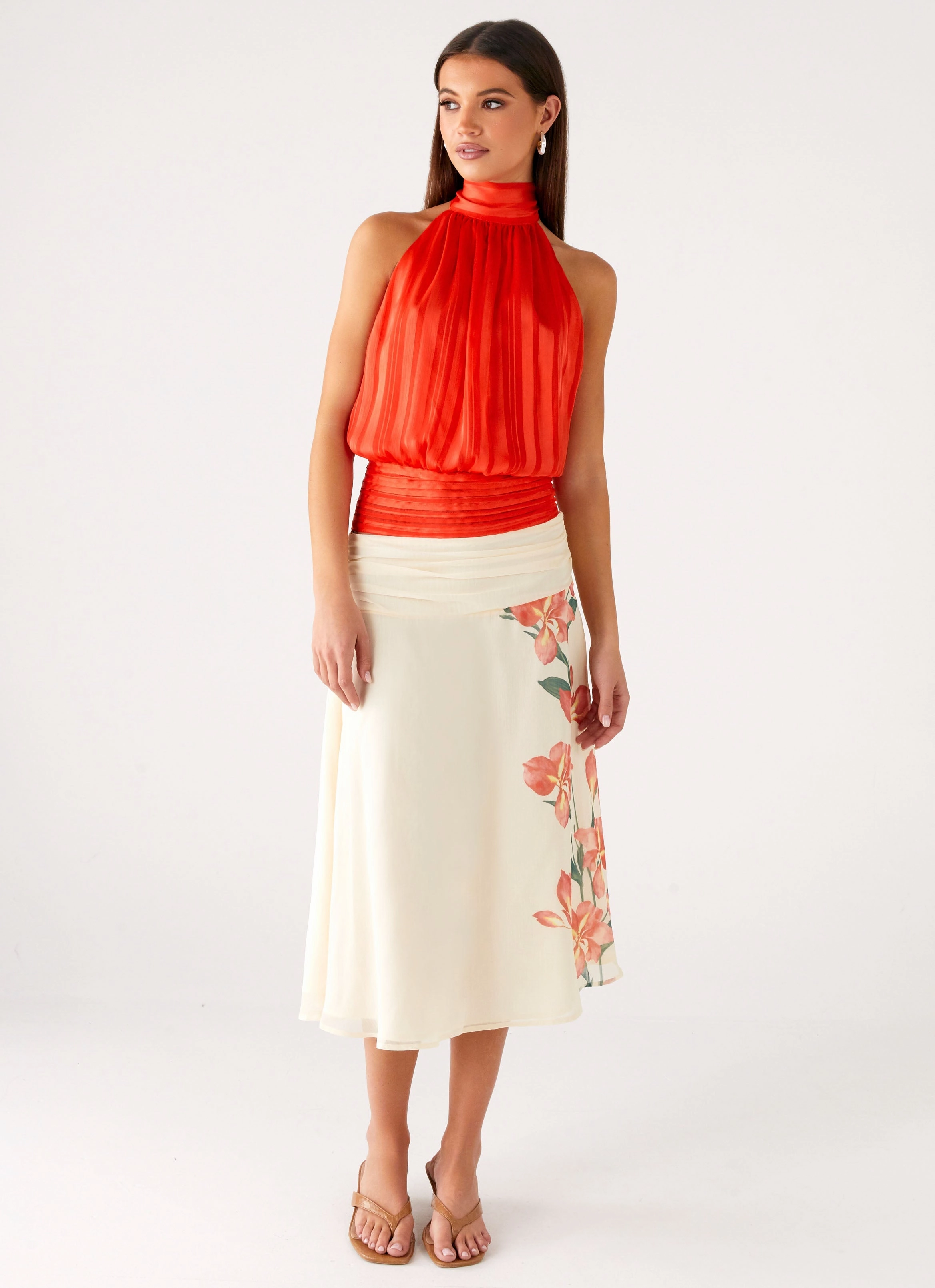 BioBased Fiber Willow Chiffon Top - Coral