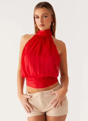 LowProfileZipperSystem Willow Chiffon Top - Red