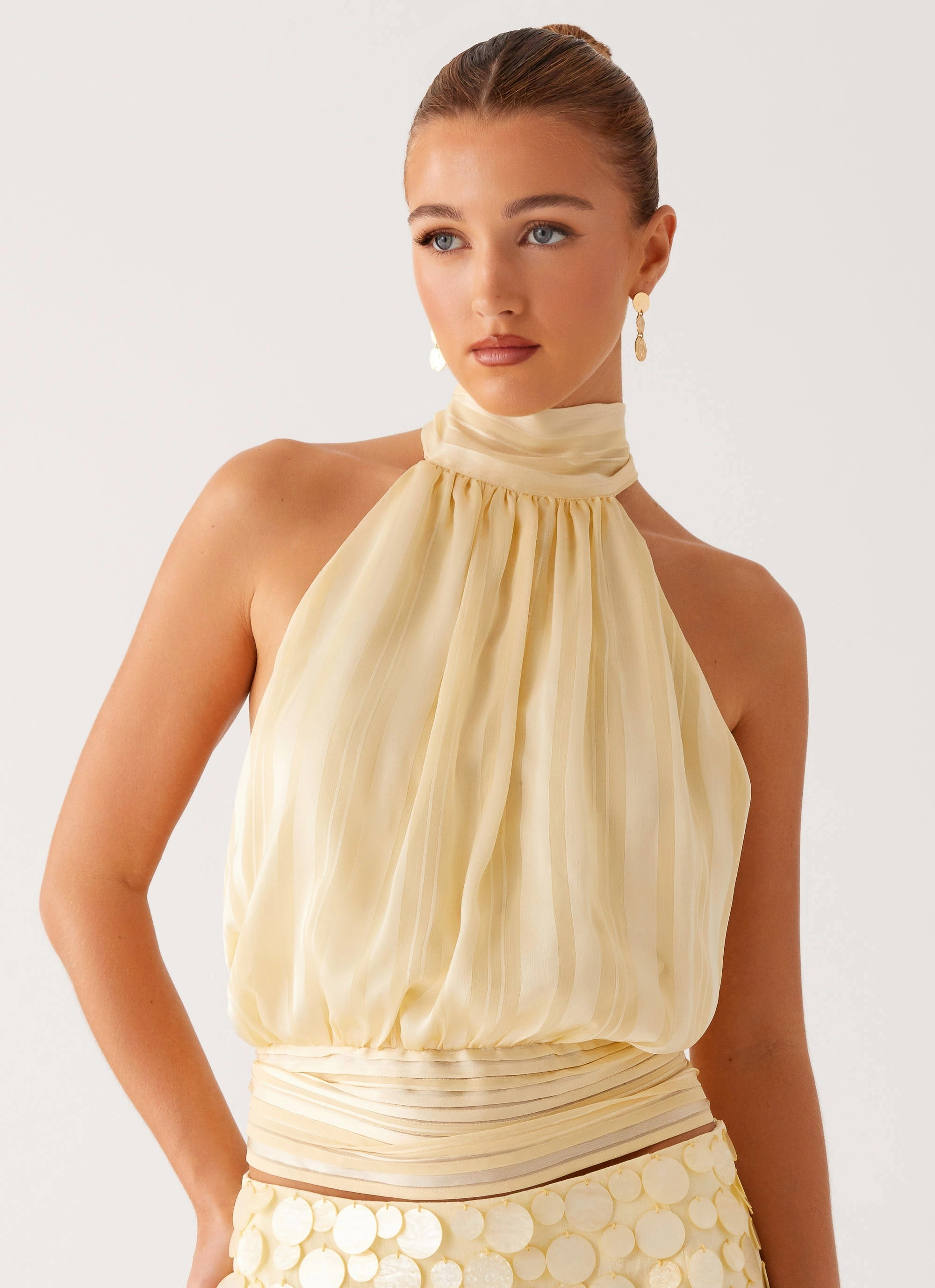 UltraSoftLining Willow Chiffon Top - Yellow