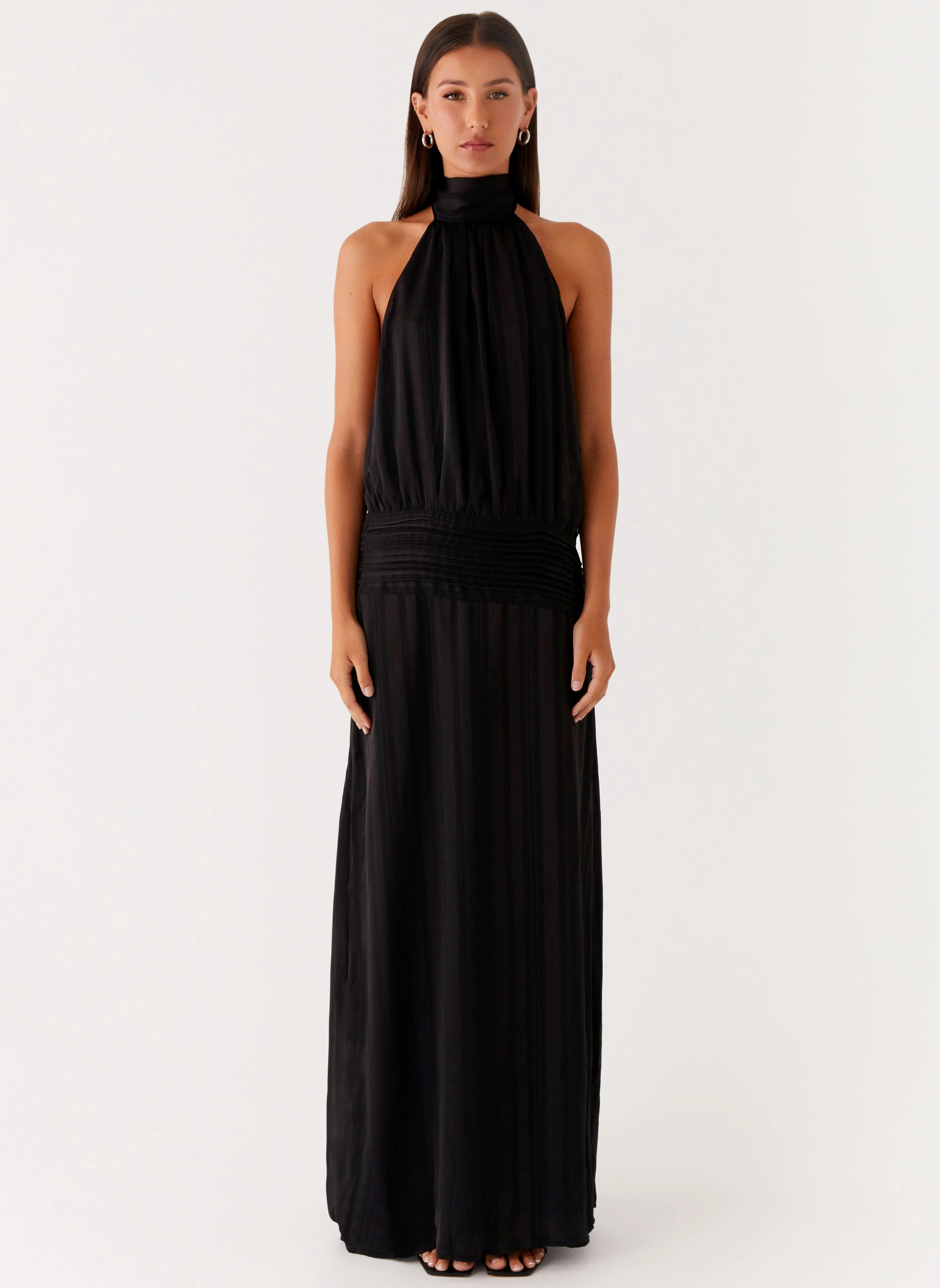 Shirred-Detail Willow Maxi Dress - Black