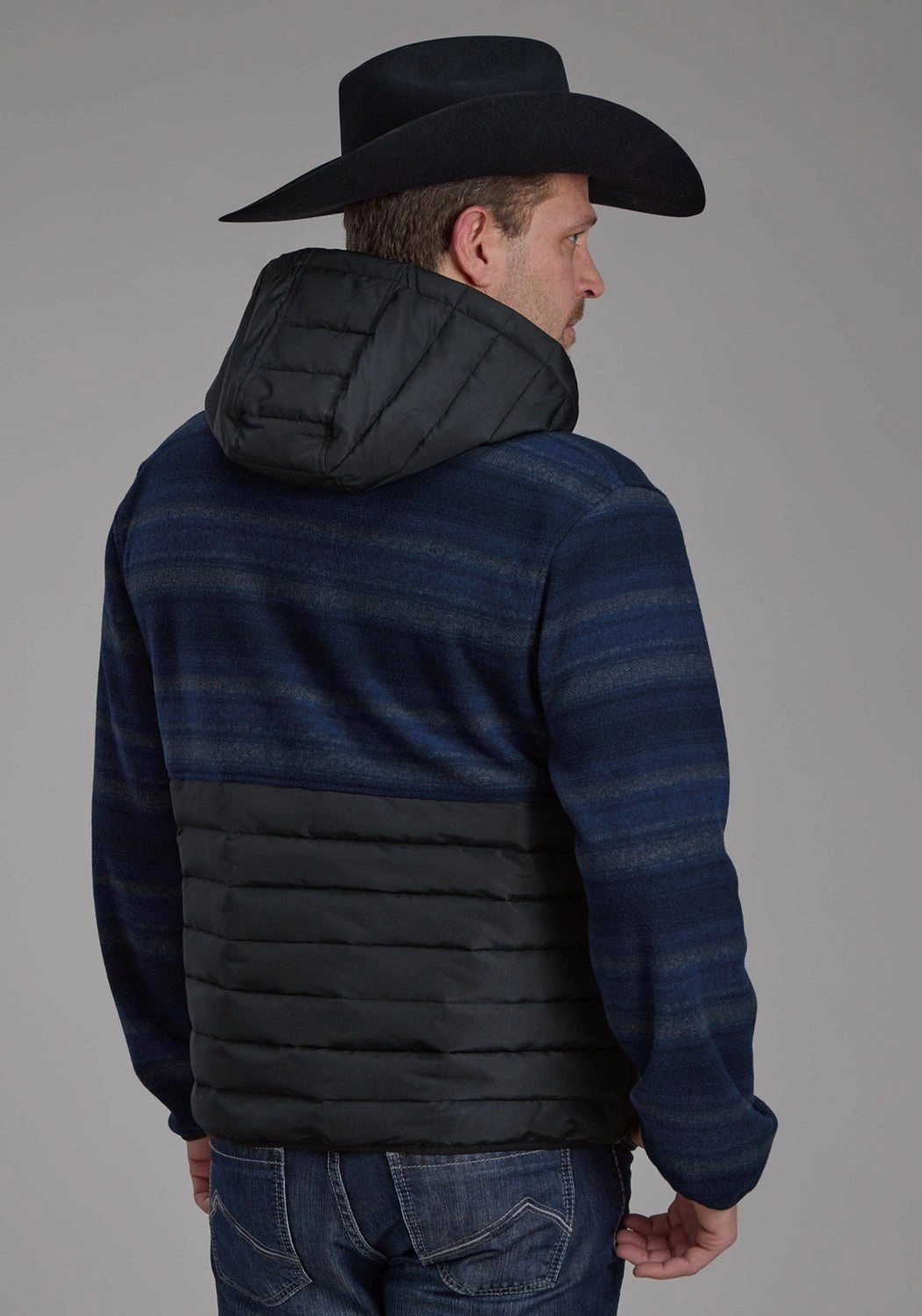 Roper Mens Hooded Combo Blue/Gray 100% Polyester Softshell Jacket Fashion Event