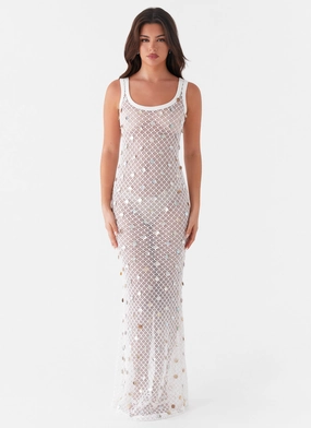 Floating Shape Street Vibe Penida Shell Knit Maxi Dress - White