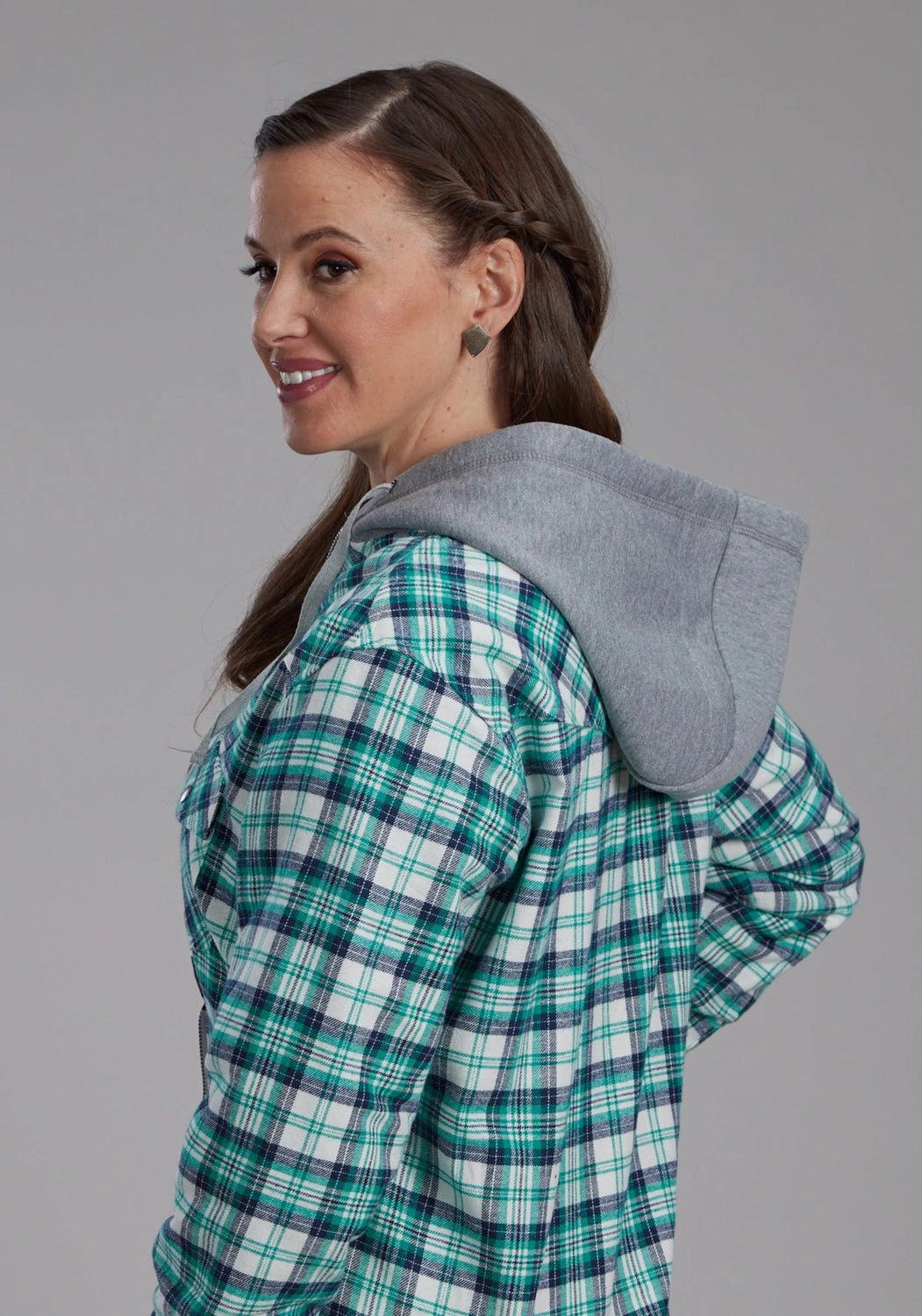 Odor Control Treatment Roper Womens Thermal Lined Flannel Green 100% Cotton Jacket