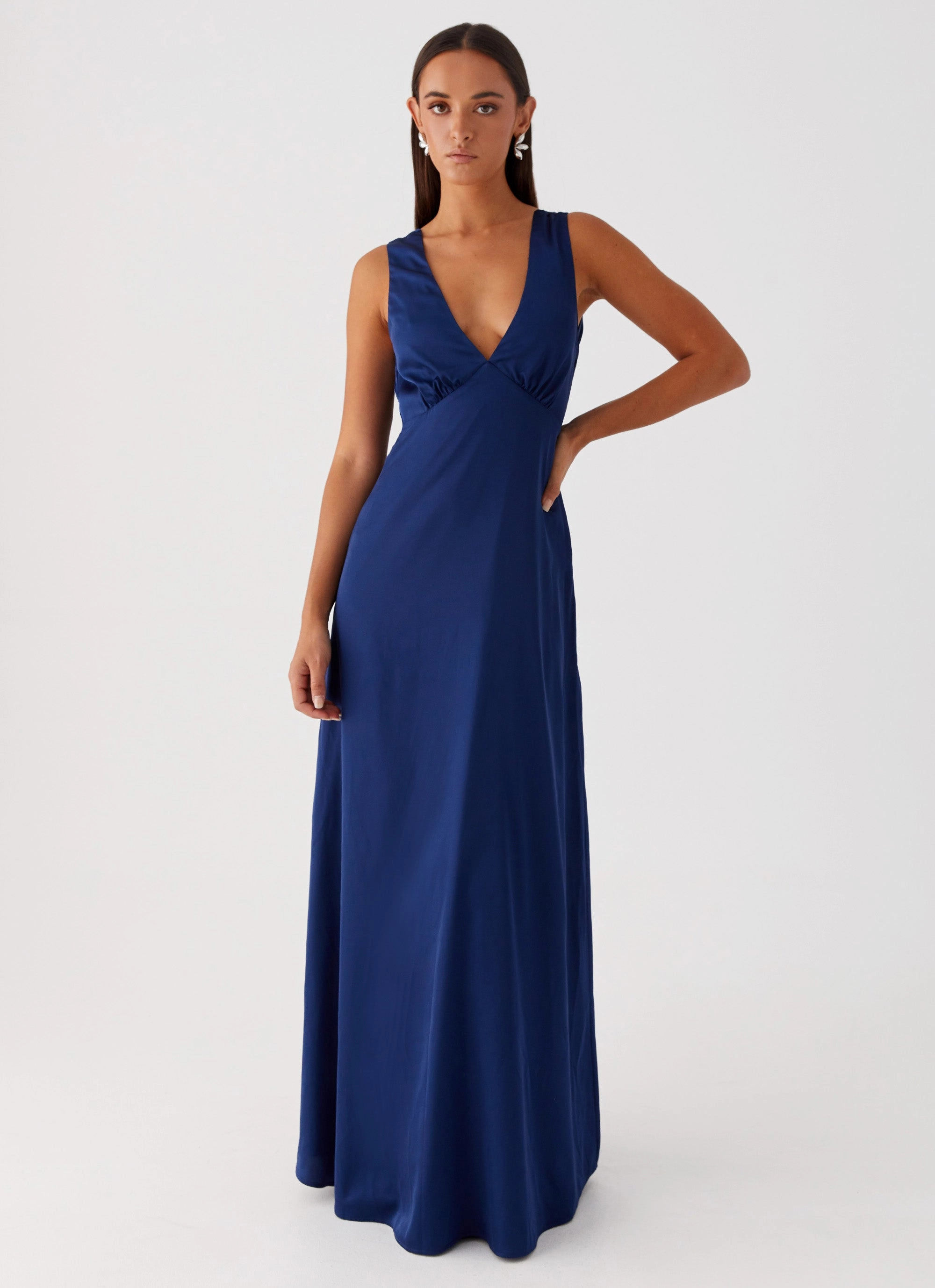 Relaxed work dress Winnie Cowl Back Maxi Dress - Navy