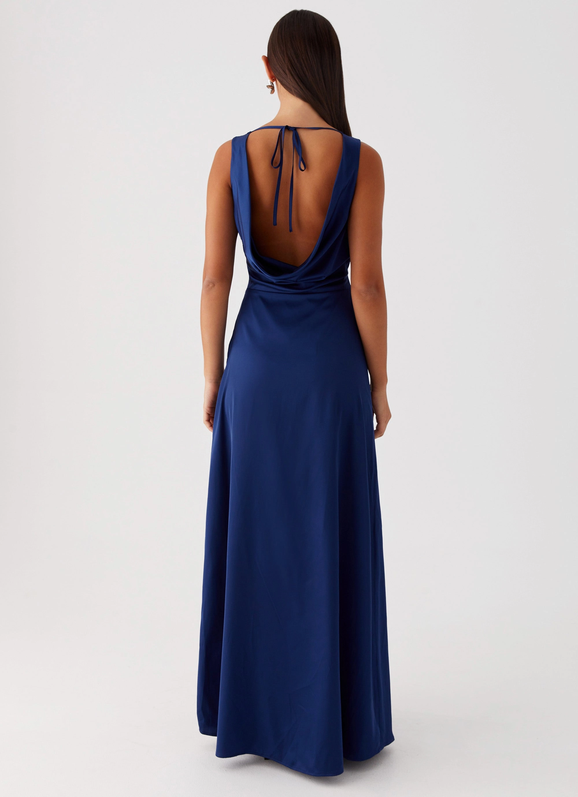 Pure Motion Modern and Feminine Winnie Cowl Back Maxi Dress - Navy