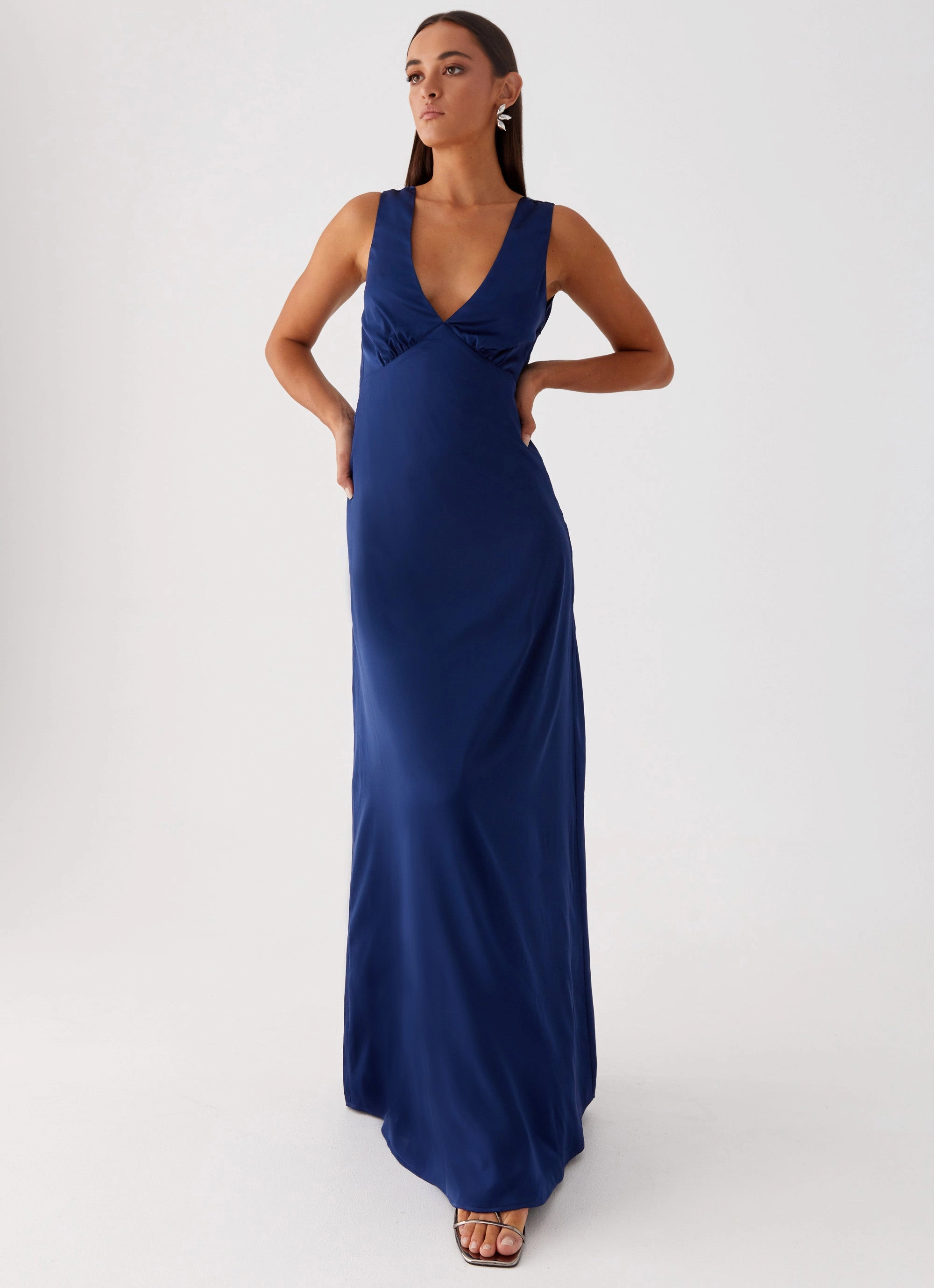 Winnie Cowl Back Maxi Dress - Navy Sharp Detail Functional Style