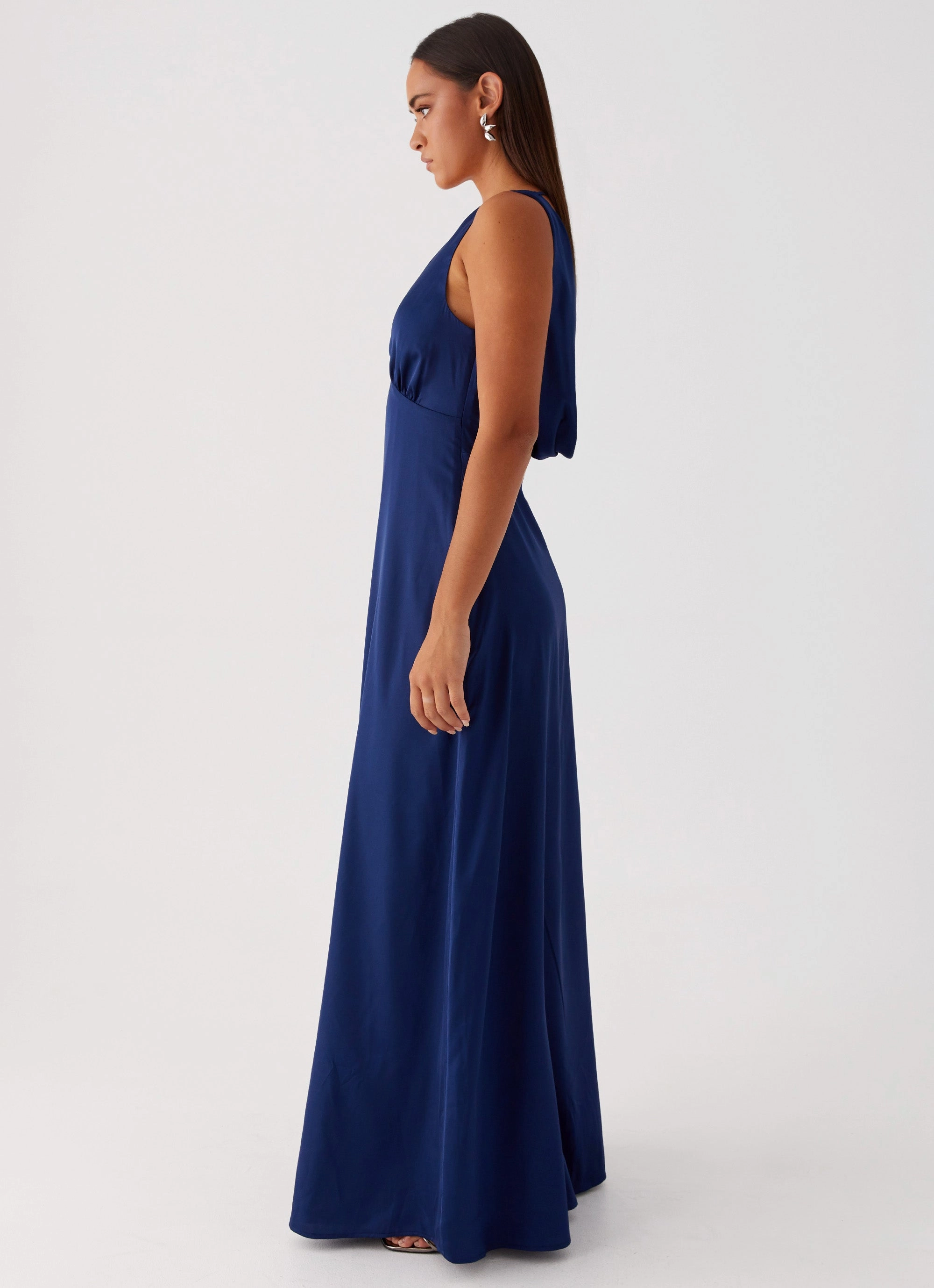 Work Chic Daily Form Winnie Cowl Back Maxi Dress - Navy