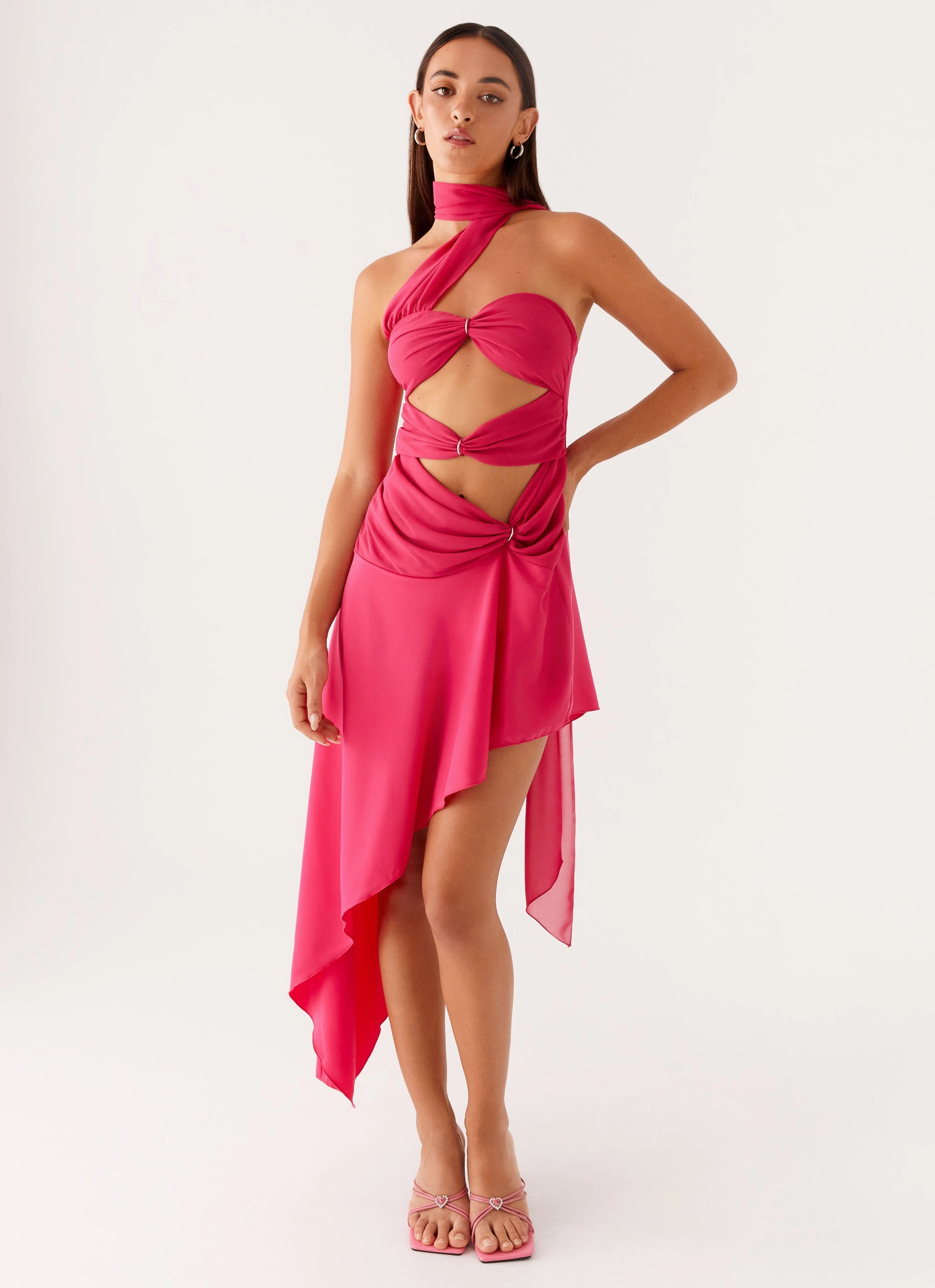 Circa Scarf Midi Dress - Hot Pink Soft Layers