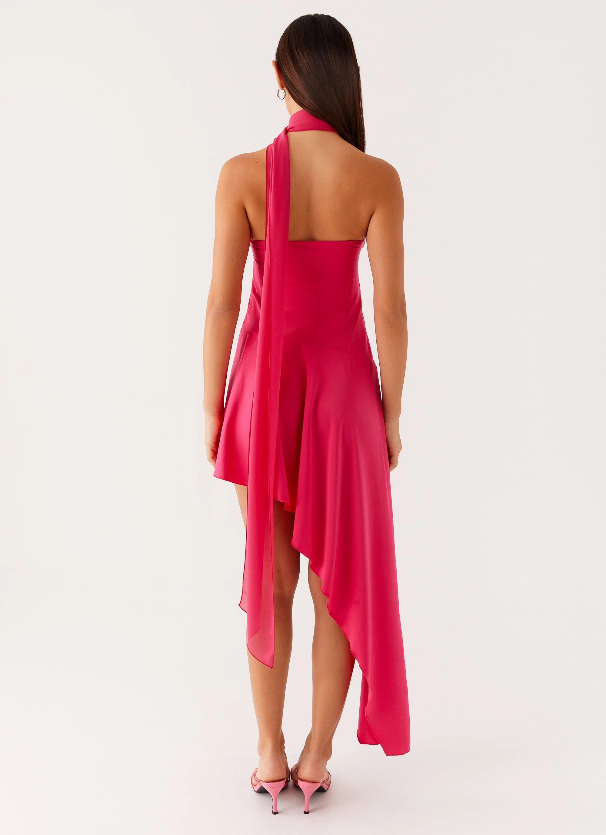 Everyday Wear Eco-friendly Circa Scarf Midi Dress - Hot Pink
