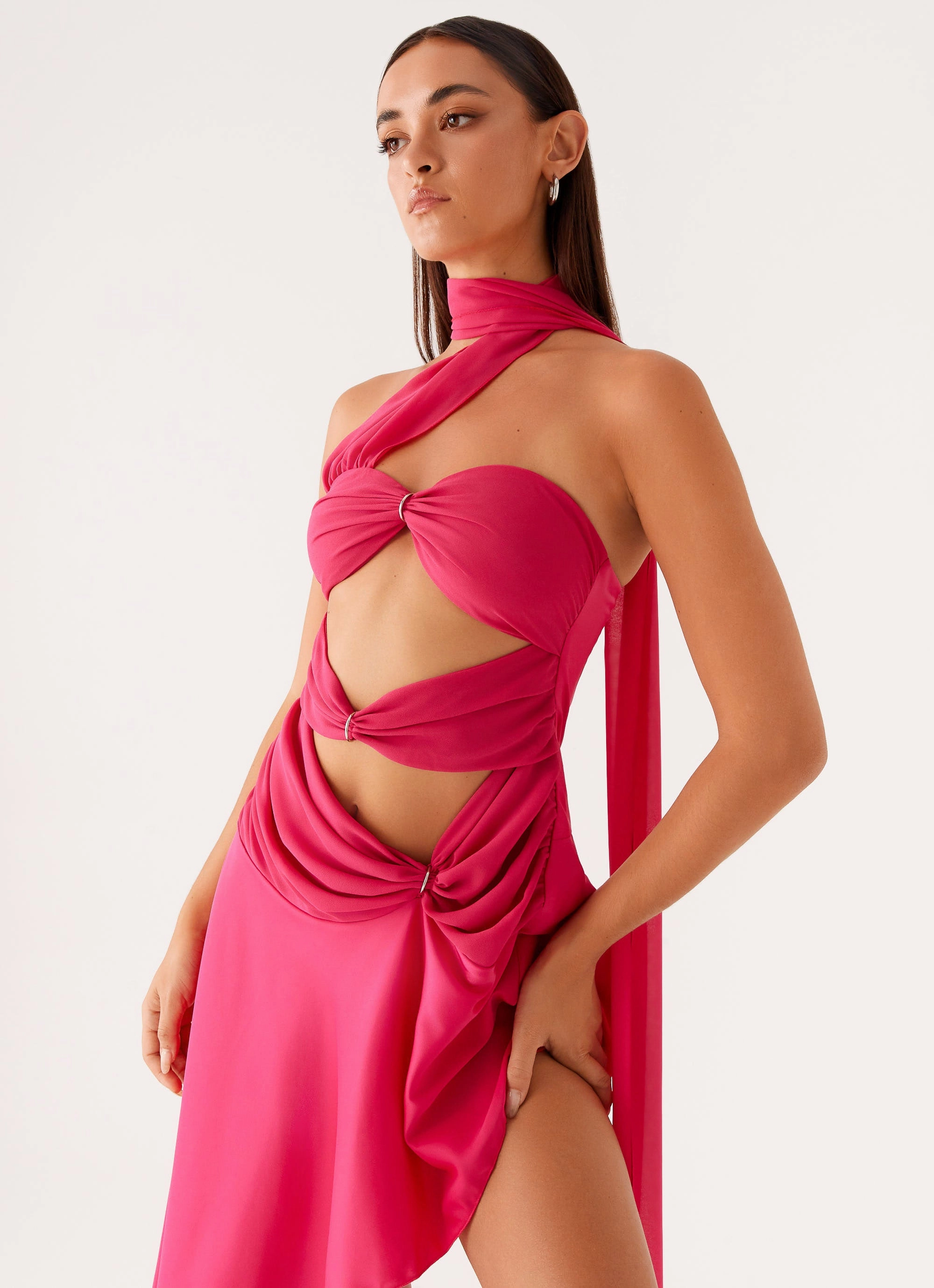 Circa Scarf Midi Dress - Hot Pink Urban Ease Bloom Soft