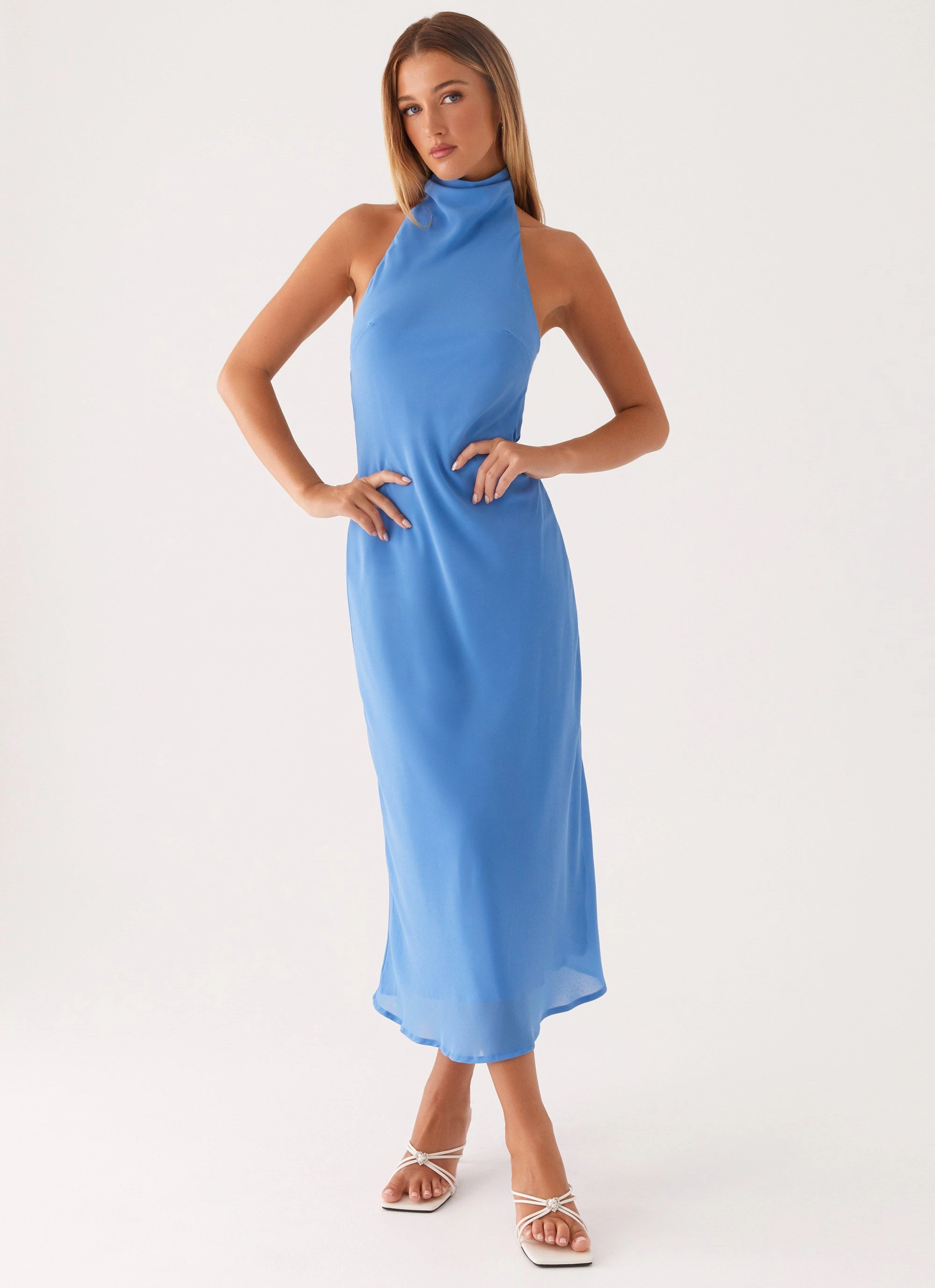 Sophisticated Edge Cocktail Ready Shelly Midi Dress - Azure