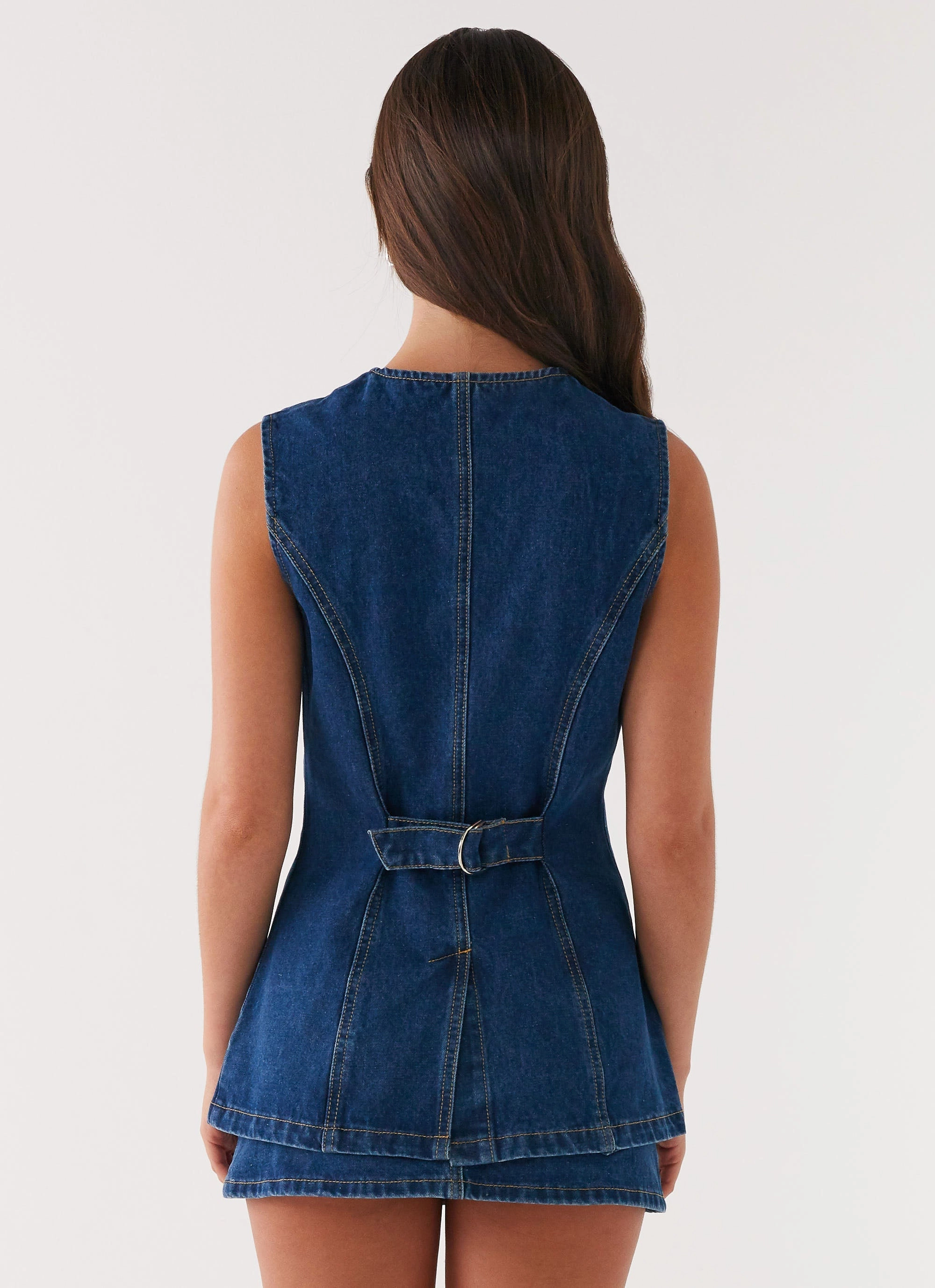 Wish You Luck Denim Top - Dark Blue SheerLayering Adjustable Cuff