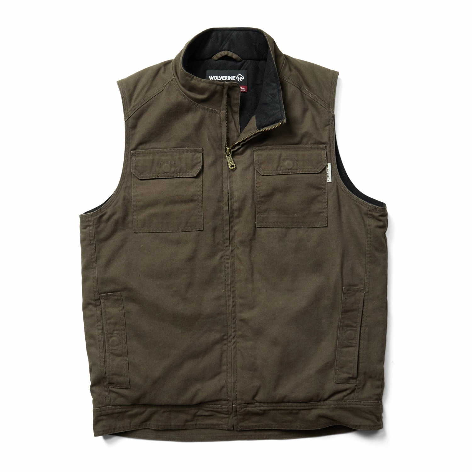 Breathable Lining Airtight Fasteners Wolverine Mens Black Olive 100% Cotton Lockhart Vest