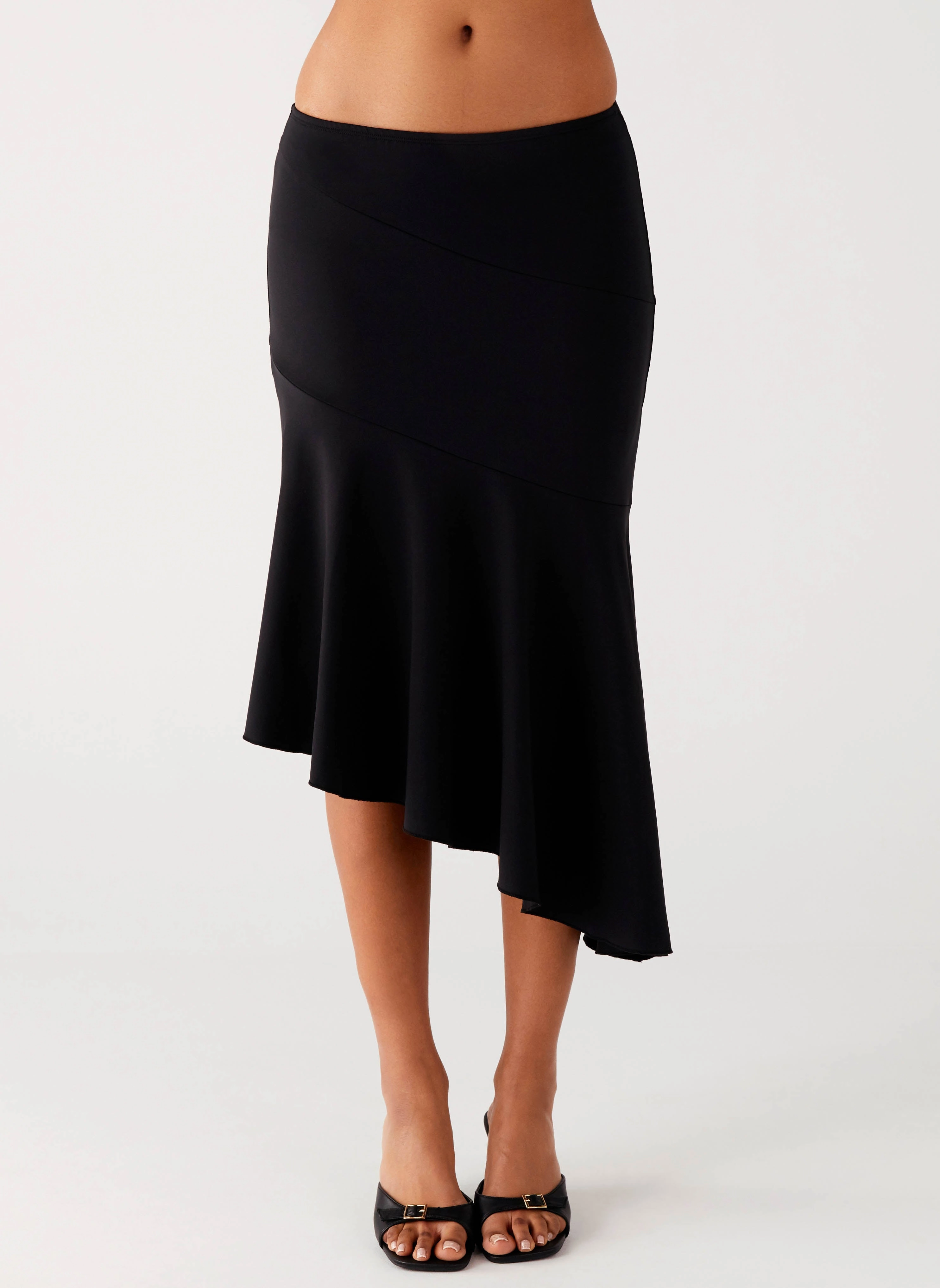 Natural Aesthetic Wonderlust Midi Skirt - Black