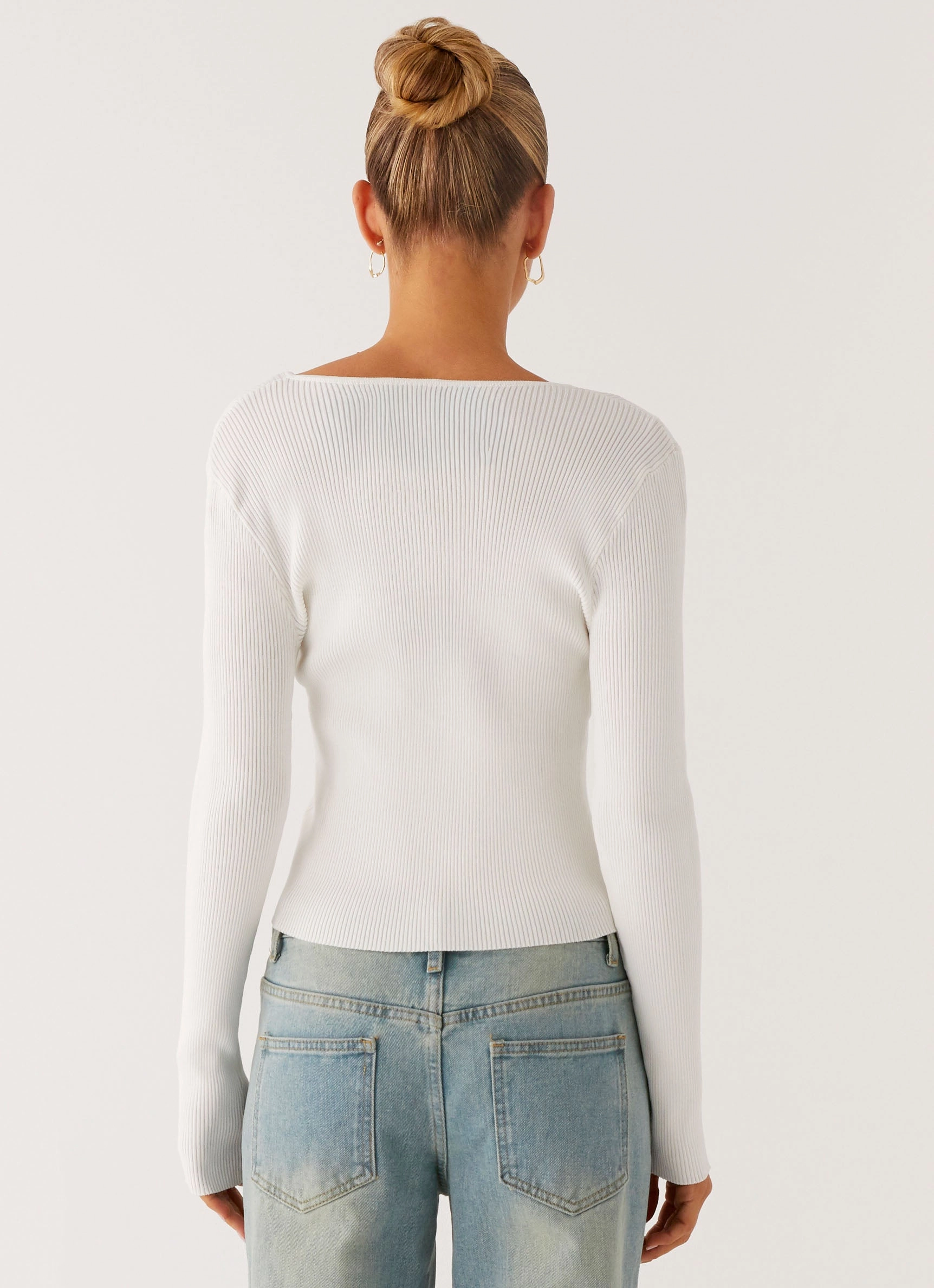 Wonderwall Lace Up Long Sleeve Top - White LowMaintenanceFabric