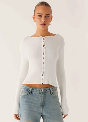 Wonderwall Lace Up Long Sleeve Top - White Odor Resistant Treatment