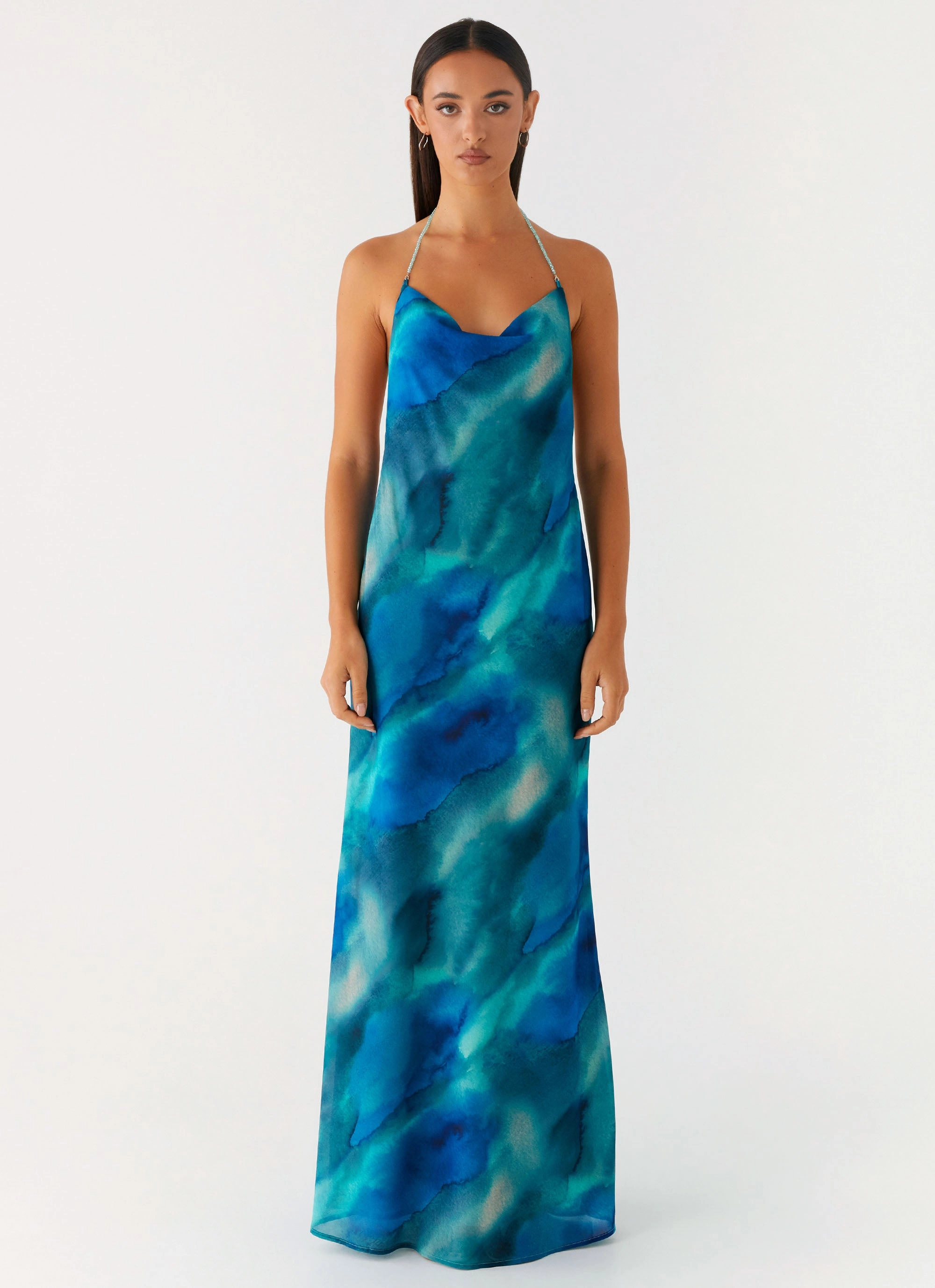 Journey Maxi Dress - Blue Tie Dye Stain-Guard-Finish Bright Mood
