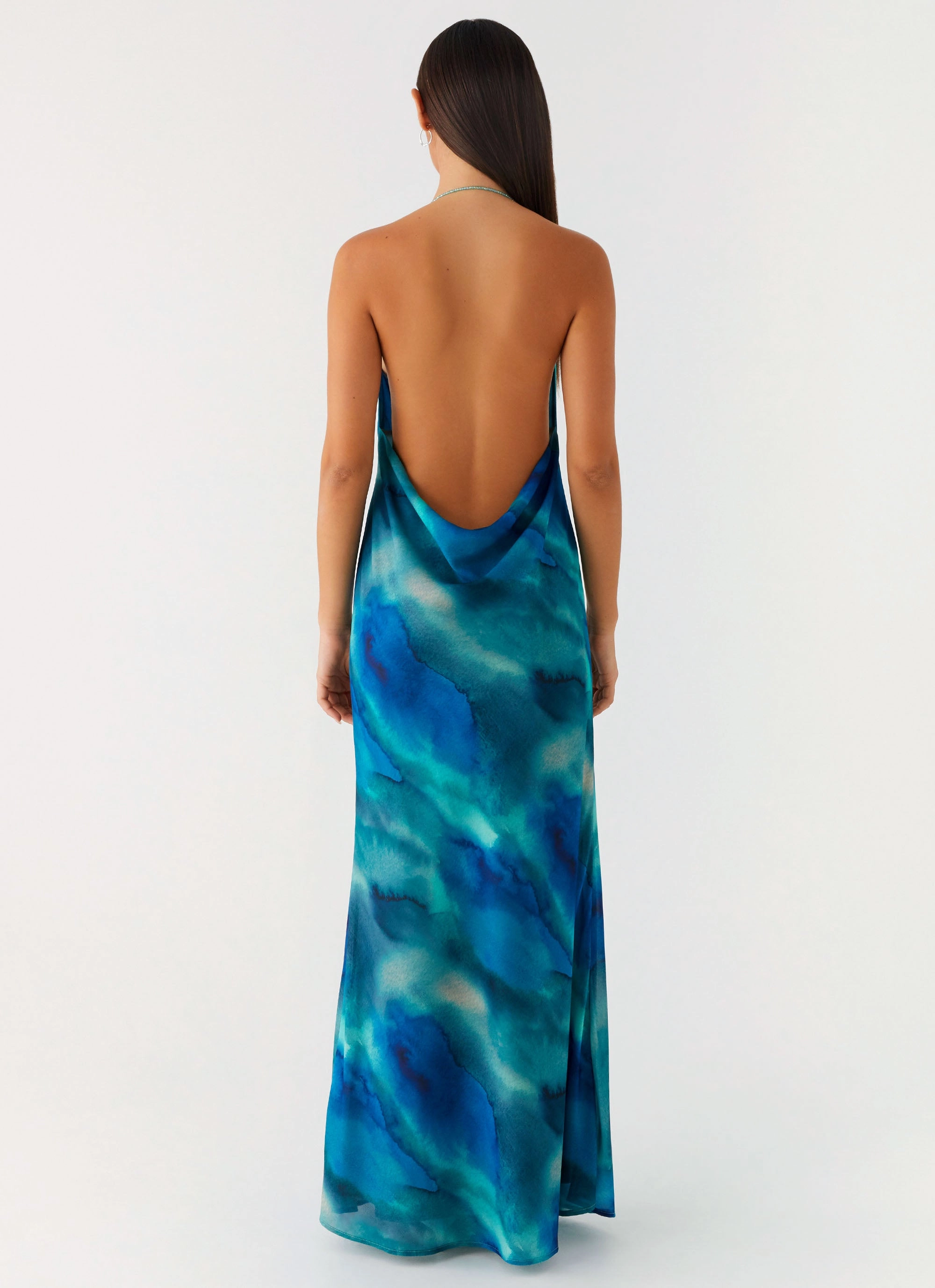 Journey Maxi Dress - Blue Tie Dye Color Soft Sharp Fit