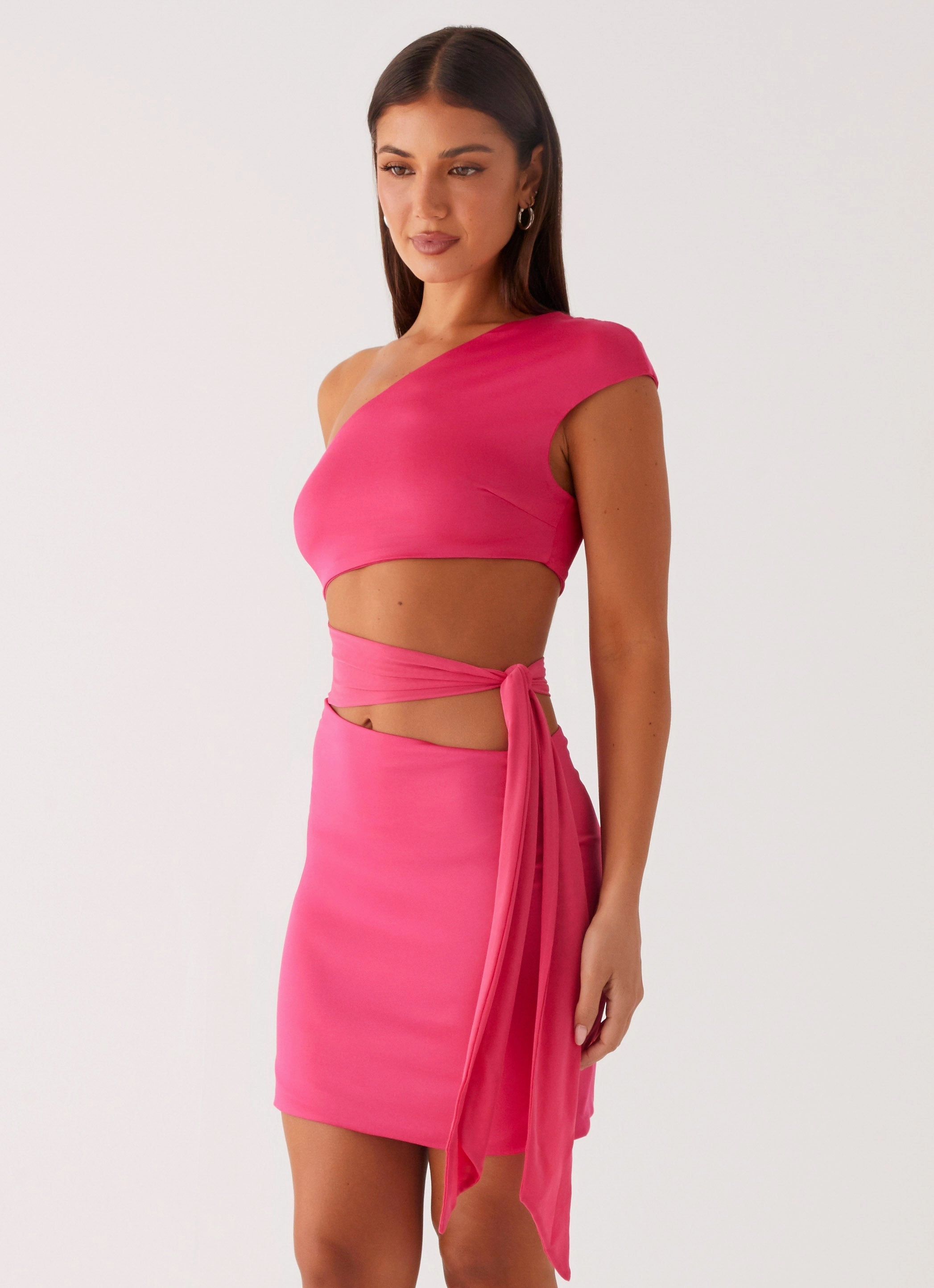 Amara Mini Dress - Hot Pink Daily Wear Ruffle Hem