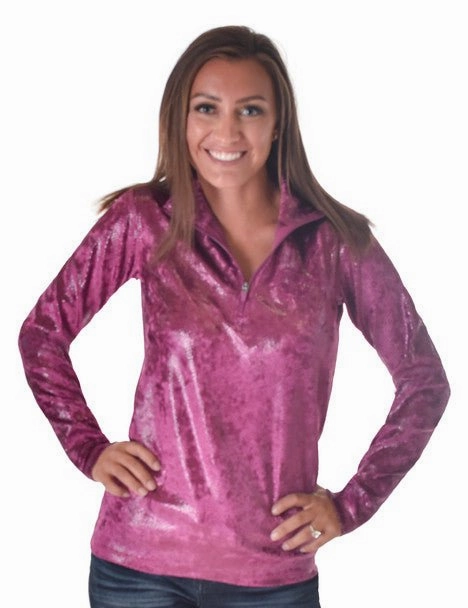 Cowgirl Tuff Womens 1/4 Zip Cadet Jazzberry Poly/Spandex Athletic Shell Jacket Weekend Ready Layered Comfort Look