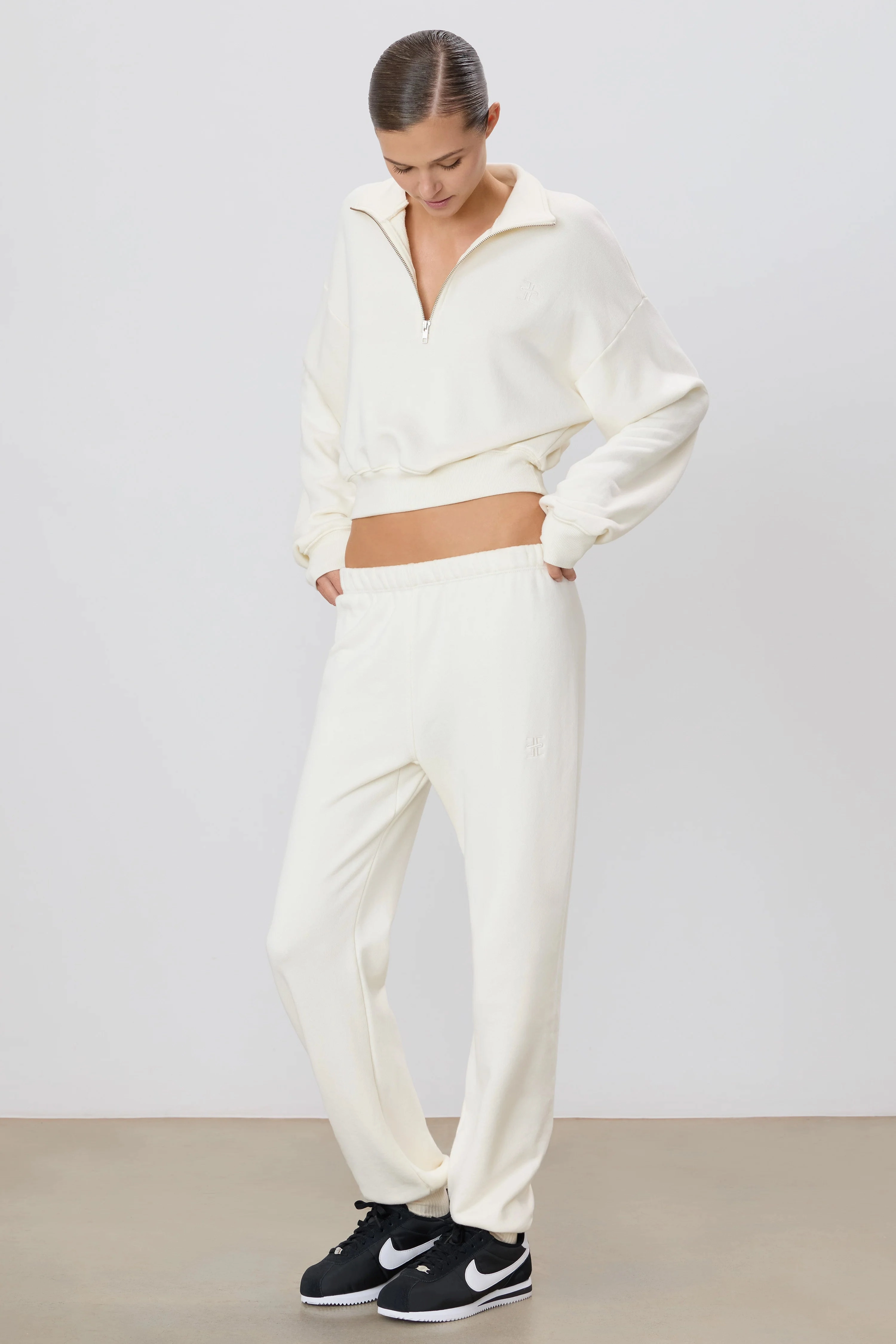 Classic Sweatpant in Cream High Waist Stretch