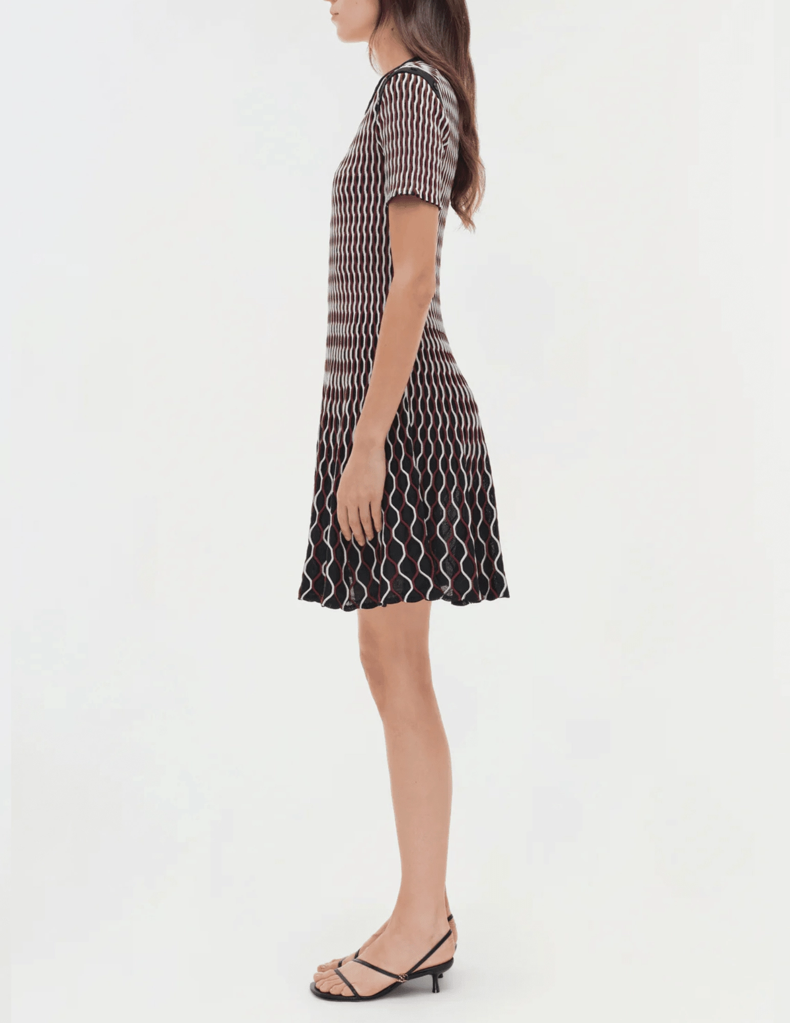 Simkhai Baylor Knit Mini Dress in Cranberry Multi Reflective Trim Everyday Wear