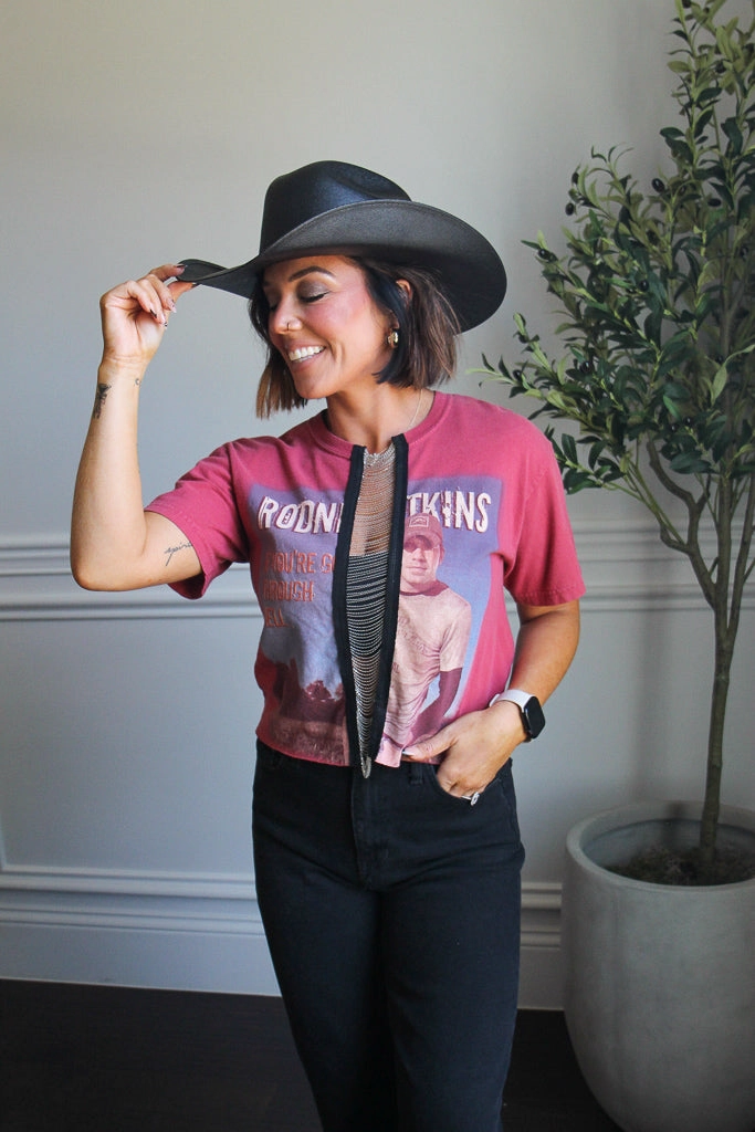 Rodney Atkins Chain Middle Crop Mesh Lining Modern Silhouette