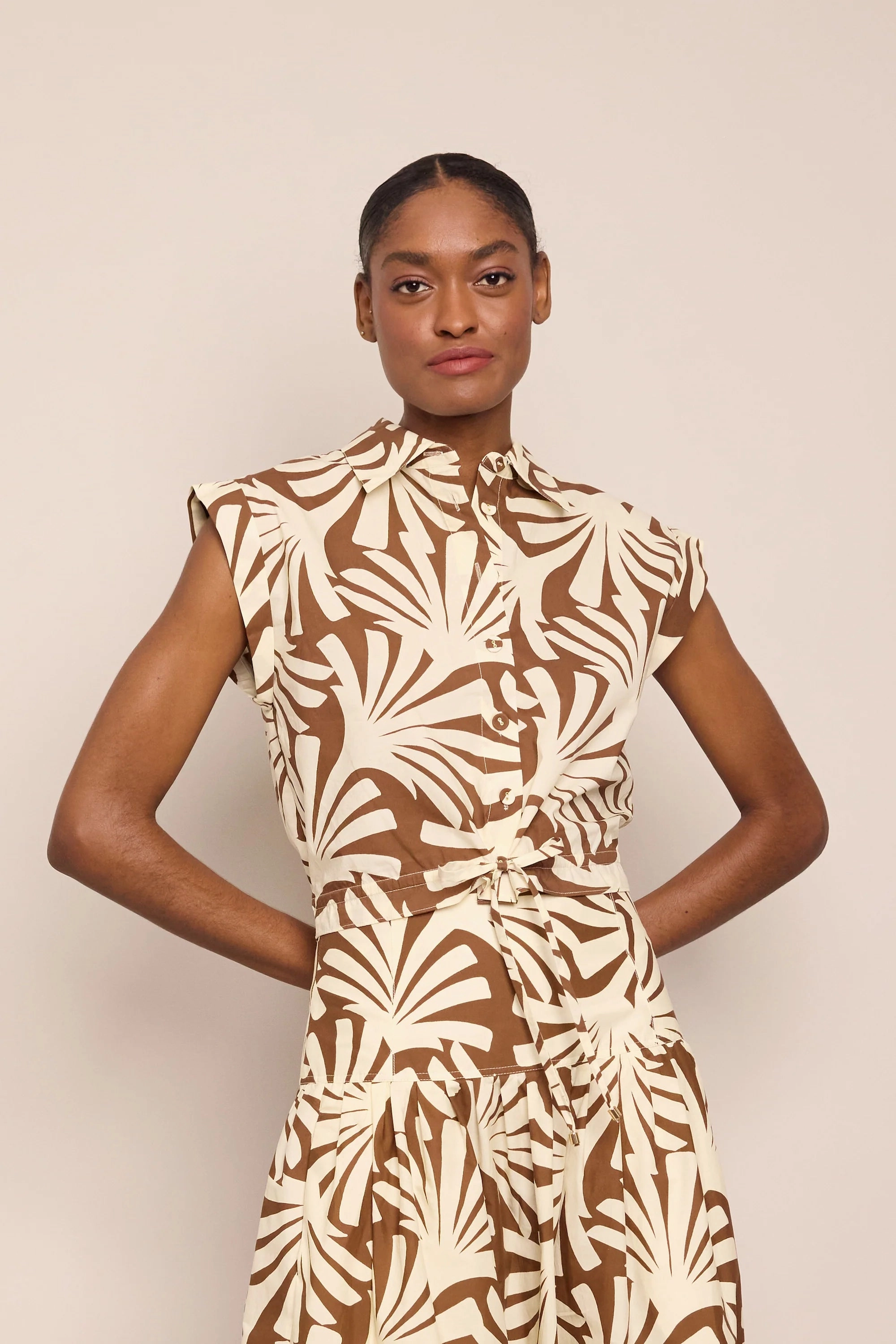 Hot Weather Soft Cotton Octavia Top in Catalina Khaki