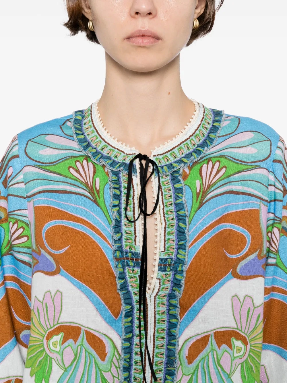 ButterySoftTextile Tailored Silhouette Tess Top in Blue Multi