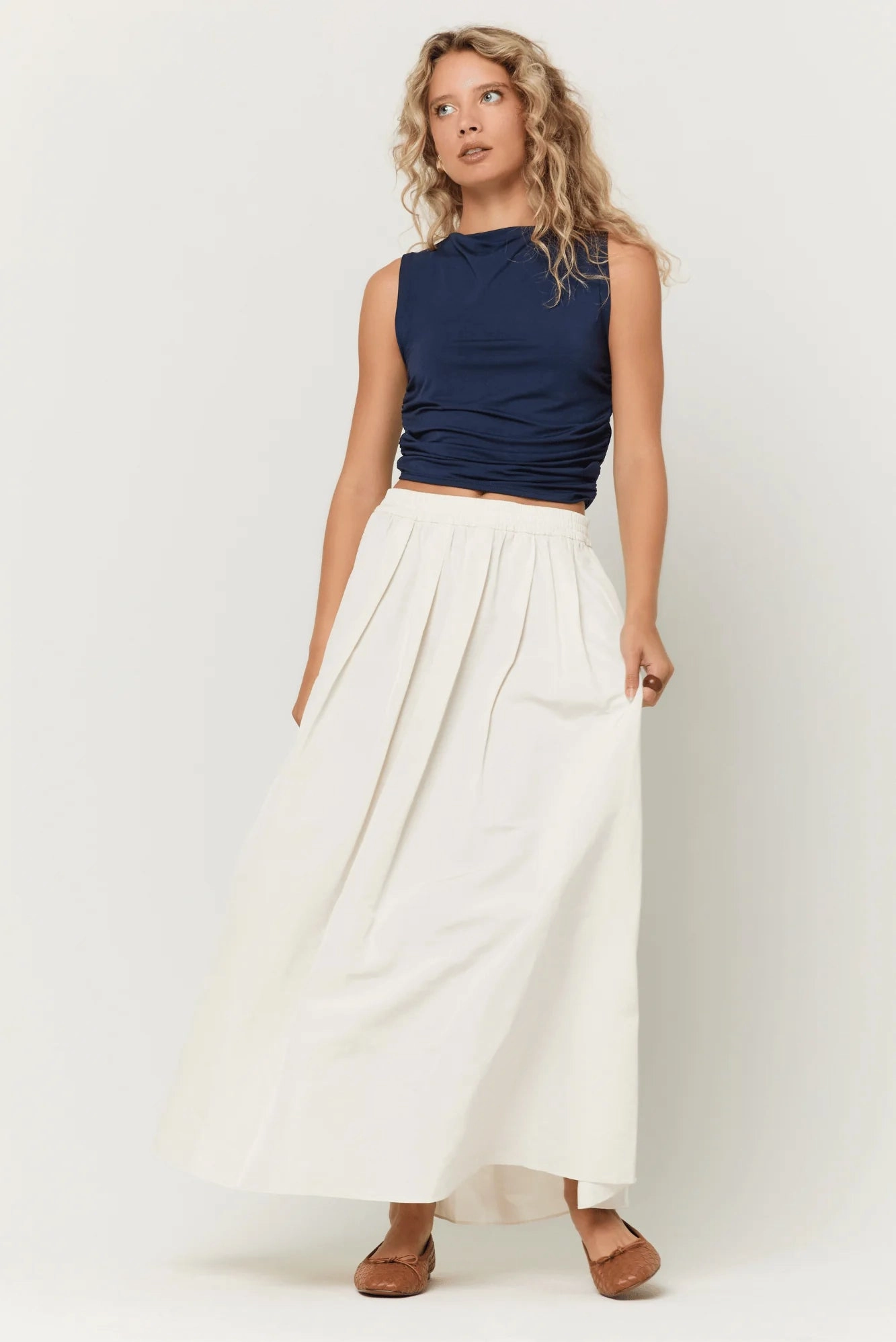 ButterySoftTextile Wyatt Ruched Side Tank - Navy