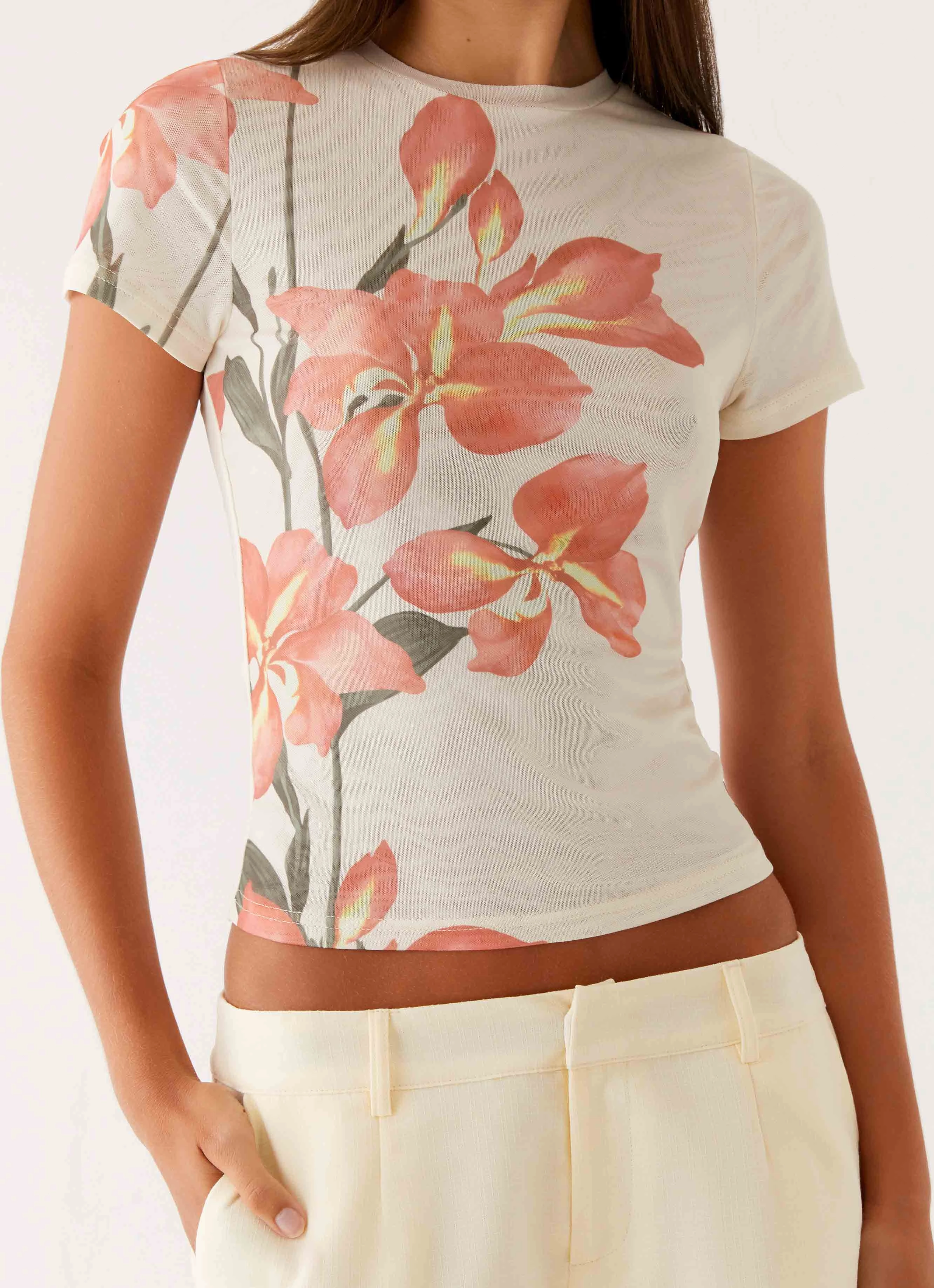 Thermal Regulation System Moisture Wicking Technology Late Night Mesh Baby Tee - Siena Floral