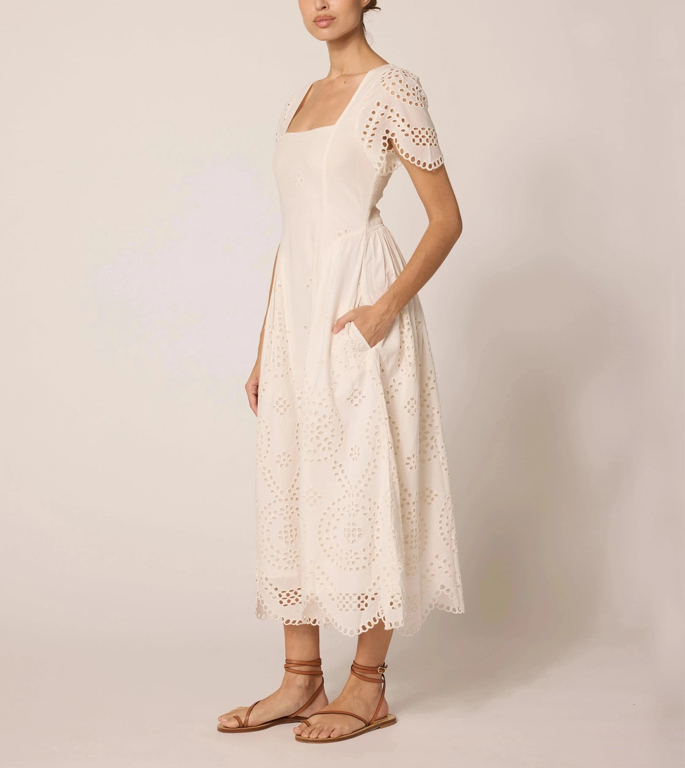 Yesenia Midi Dress | Ivory Eyelet AllDayComfortFit