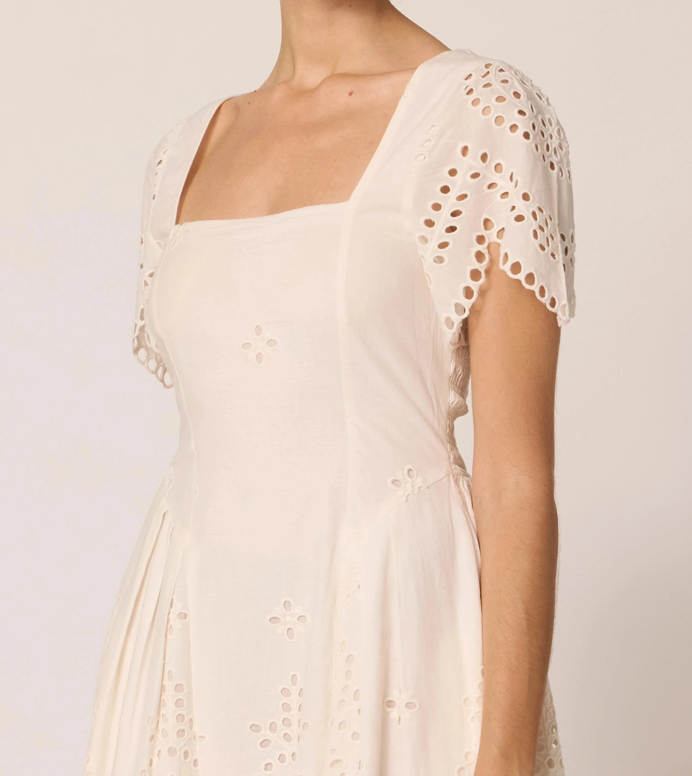 QuickDry Technology Breathable3DKnit Yesenia Midi Dress | Ivory Eyelet