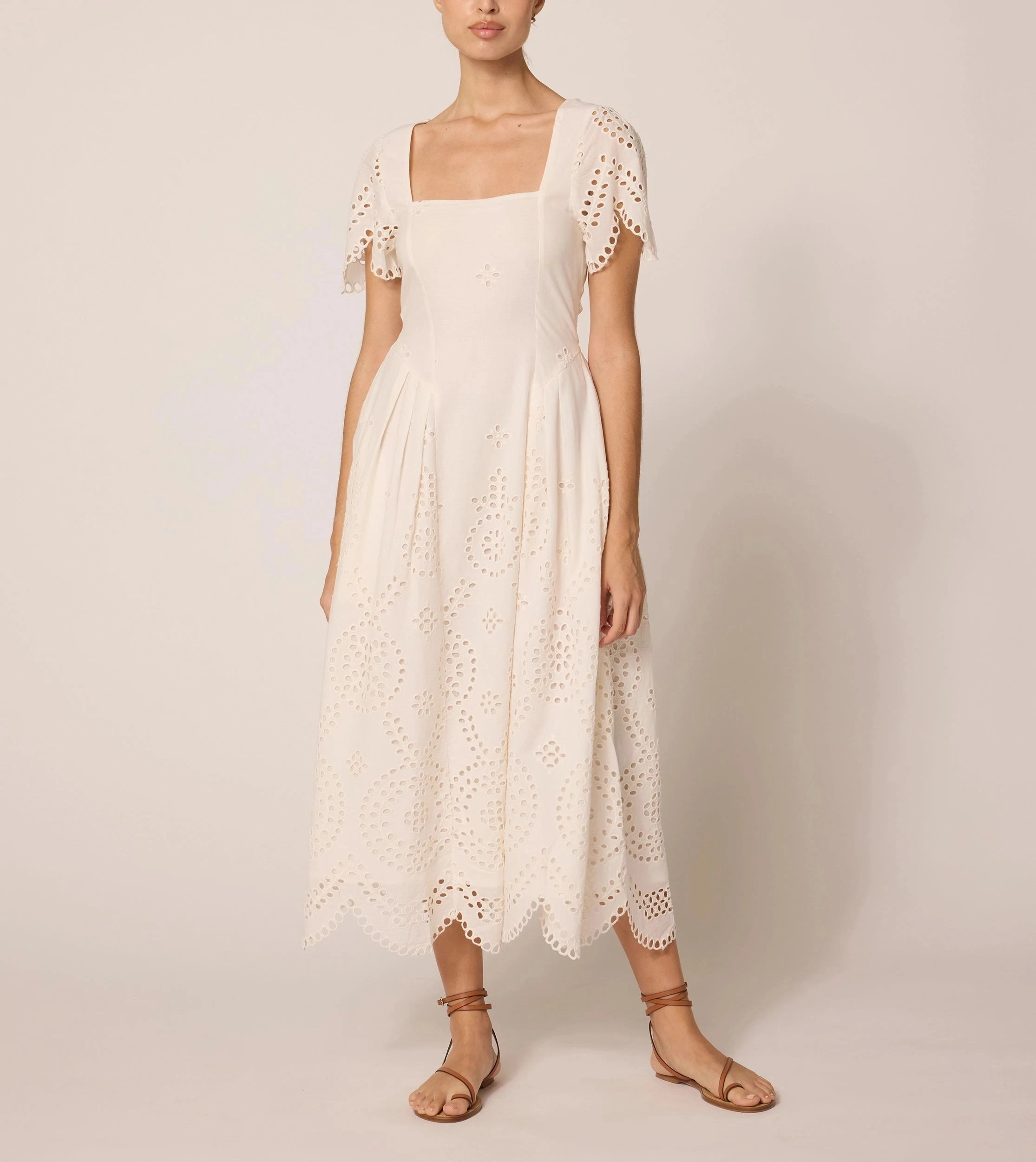 Yesenia Midi Dress | Ivory Eyelet Luxe Touch