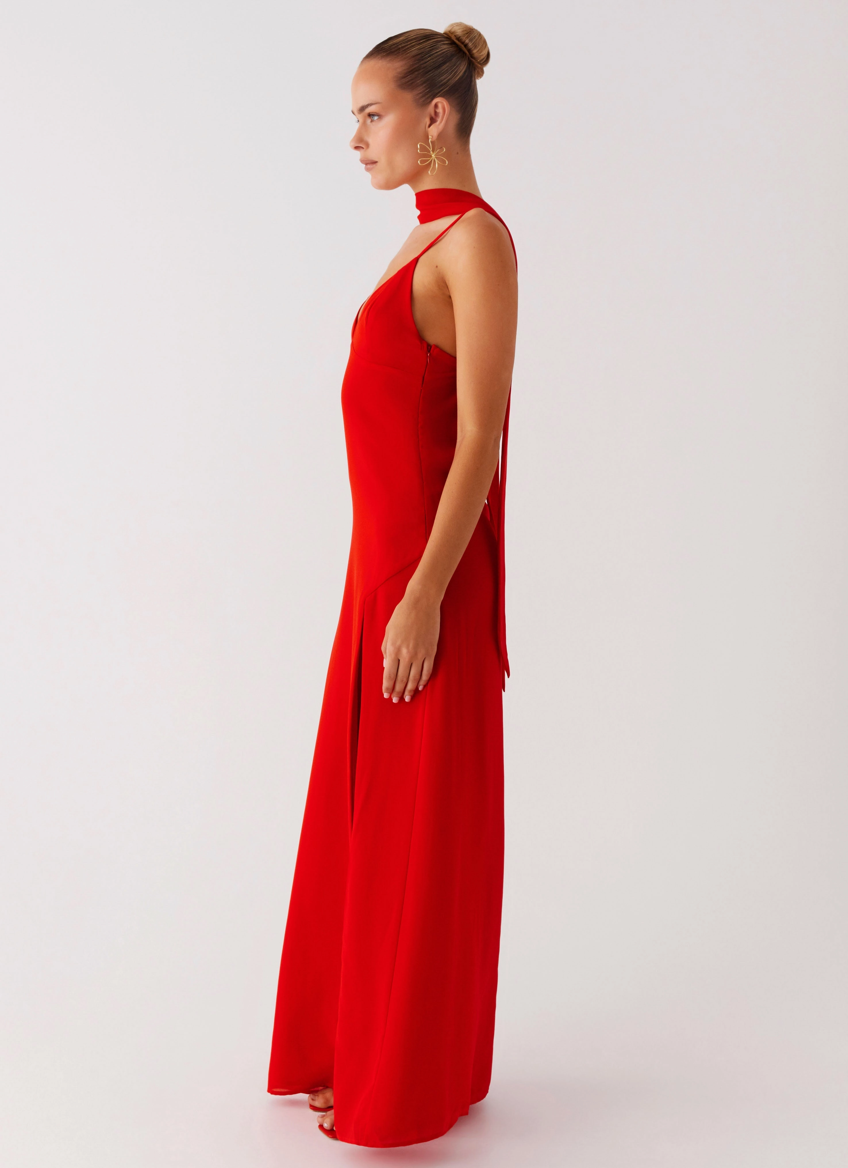 Yorke Scarf Maxi Dress - Raspberry Red Bright Appeal