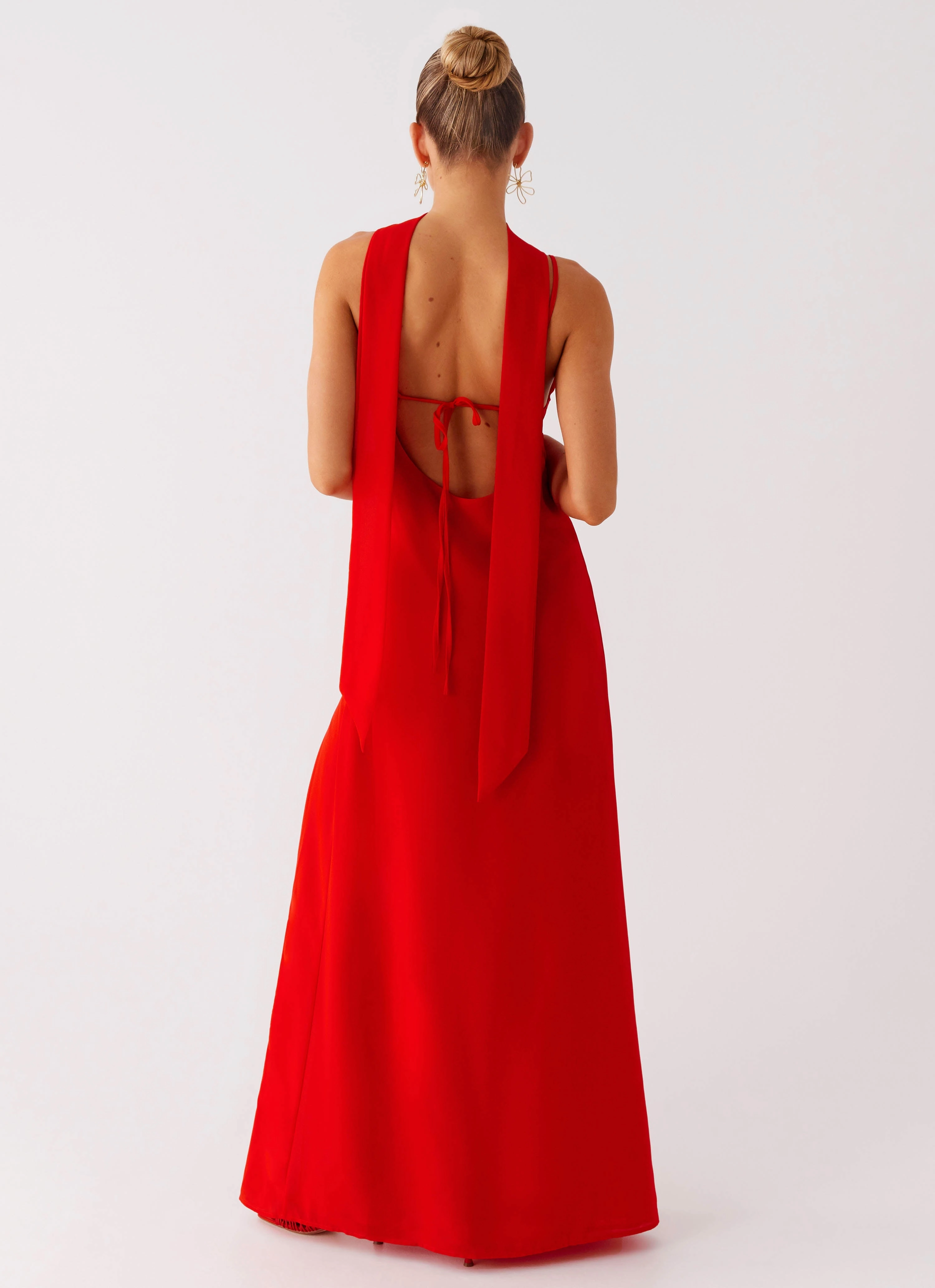 Eco-friendly Yorke Scarf Maxi Dress - Raspberry Red