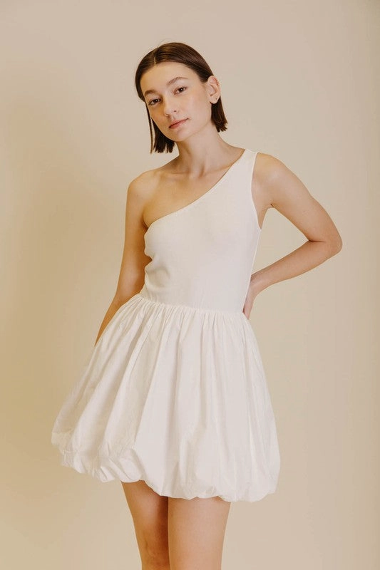 Sleek Form Relaxed Layers Your Attention Bubble Mini Dress