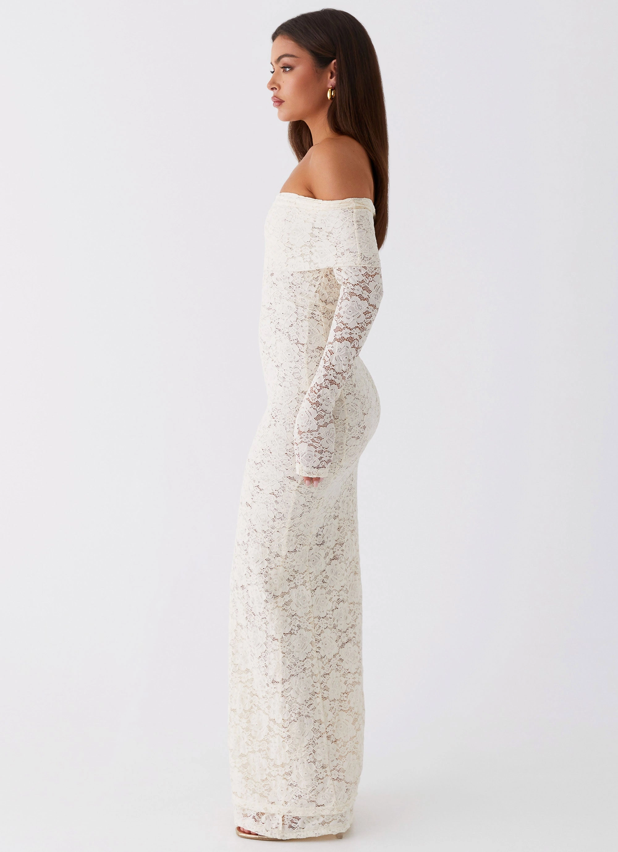 Yours Always Lace Maxi Dress - Ivory slim cut Breathable-Lining