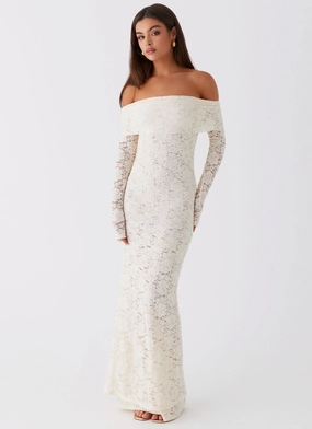 Yours Always Lace Maxi Dress - Ivory luxe feel Chilly Wear