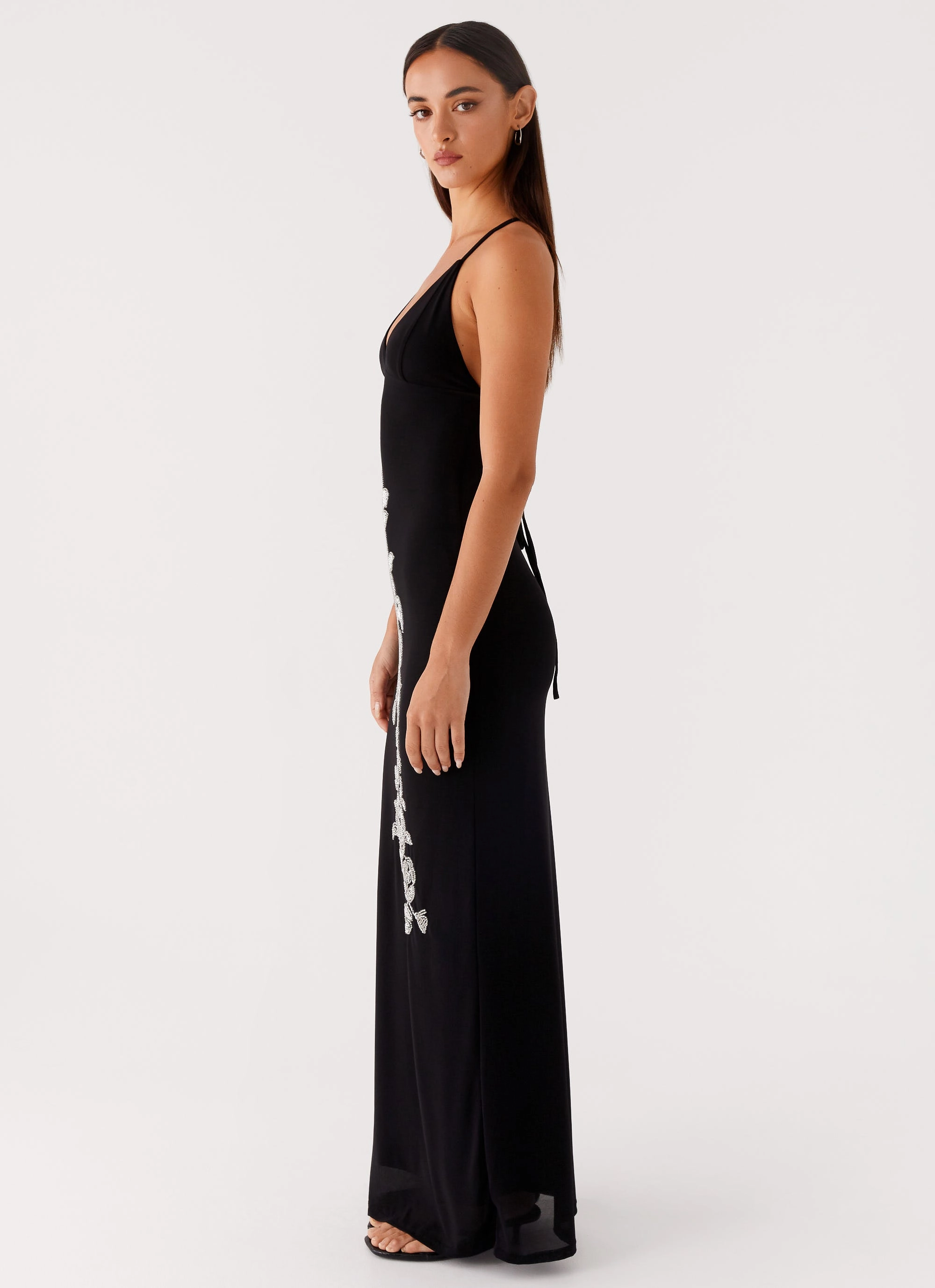 Beki Beaded Mesh Maxi Dress - Black Sophisticated Design Flexible Design
