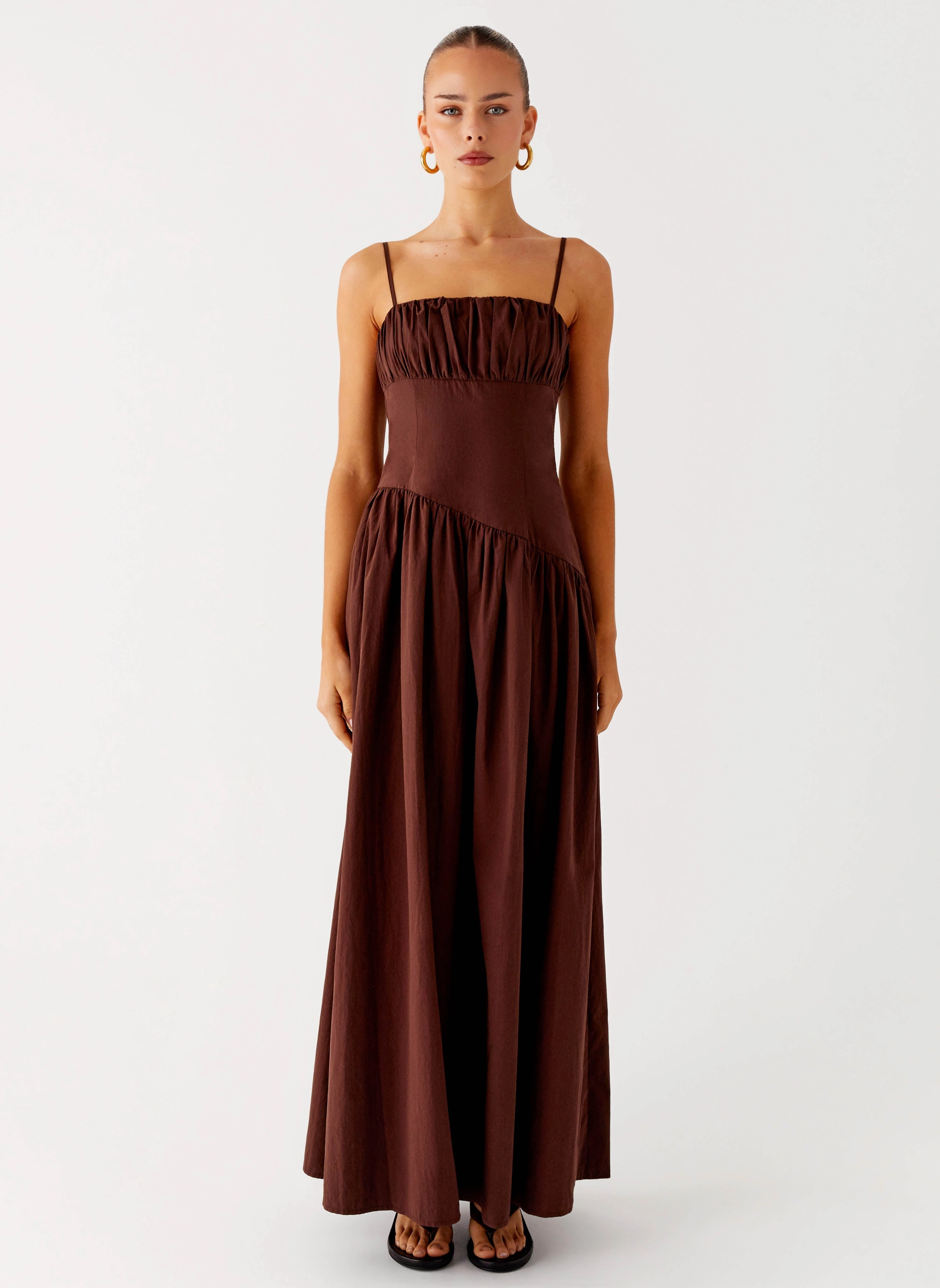 Inner Feel Cozy Drape Yuna Drop Waist Maxi Dress - Chocolate