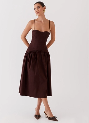Yvette Corset Midi Dress - Chocolate Sophisticated Style