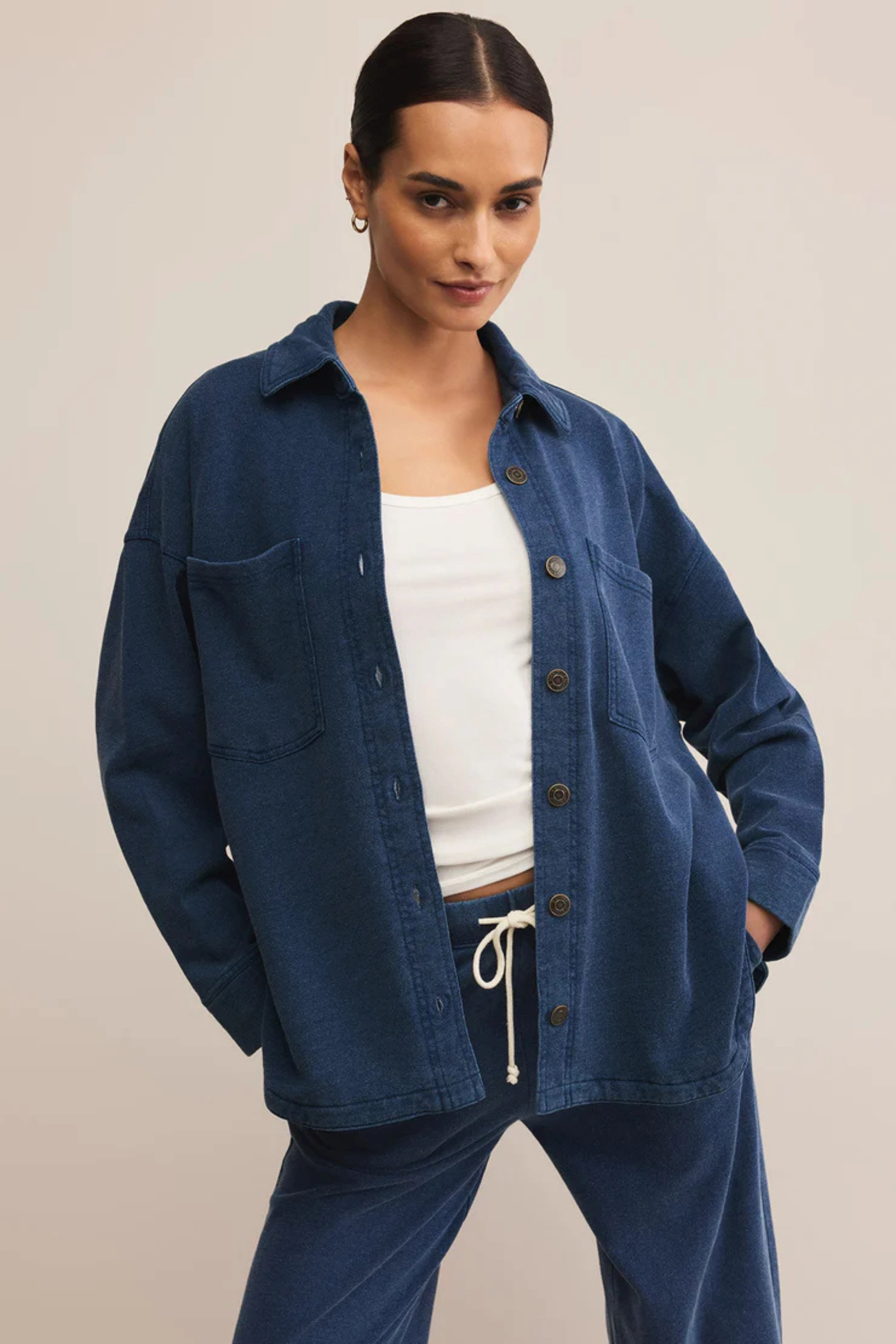 Z Supply All Day Knit Denim Jacket CushionedSupport