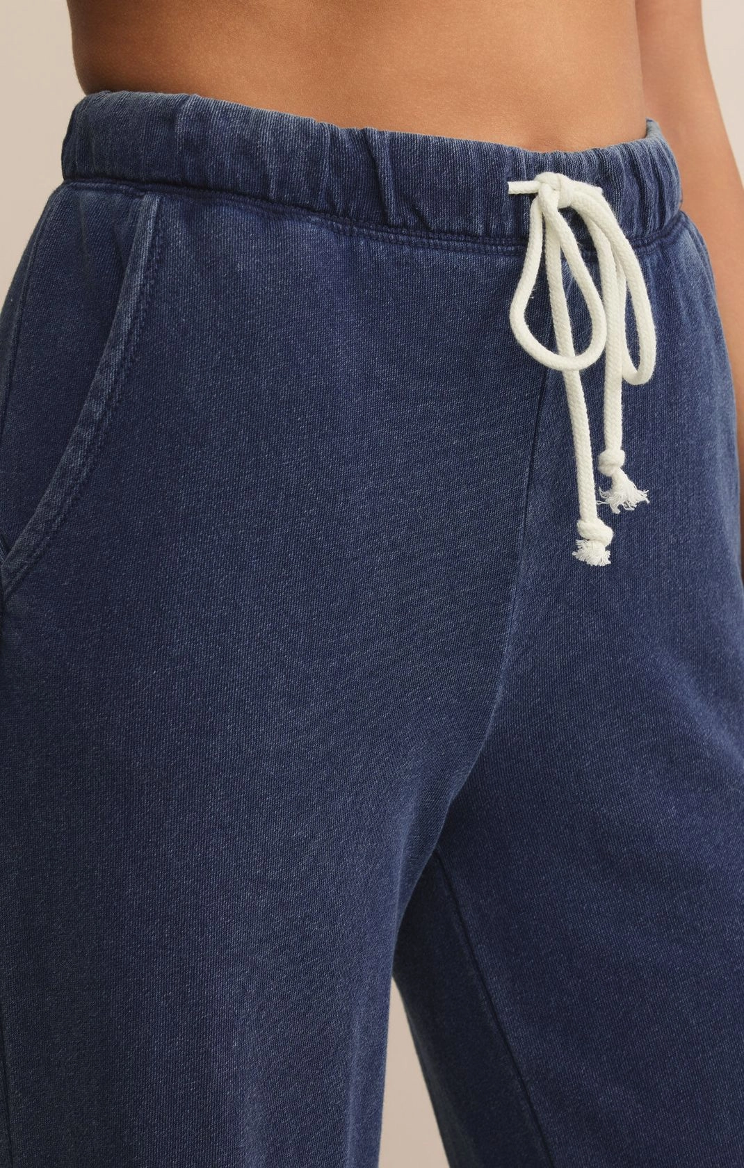 Double Layered Hem Grid Back Panel Z Supply Hunter Knit Denim Pants