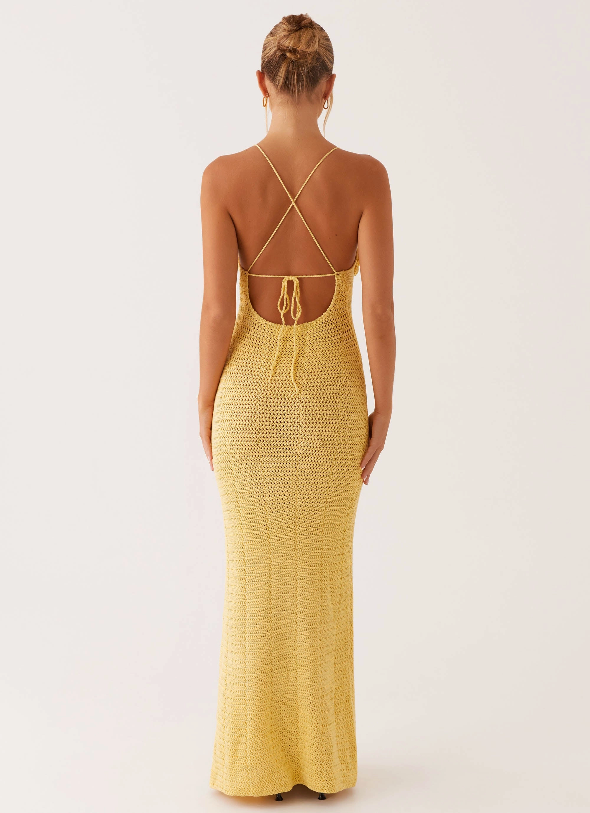 urban vibe Shiny-Lining Zara Rose Crochet Maxi Dress - Yellow