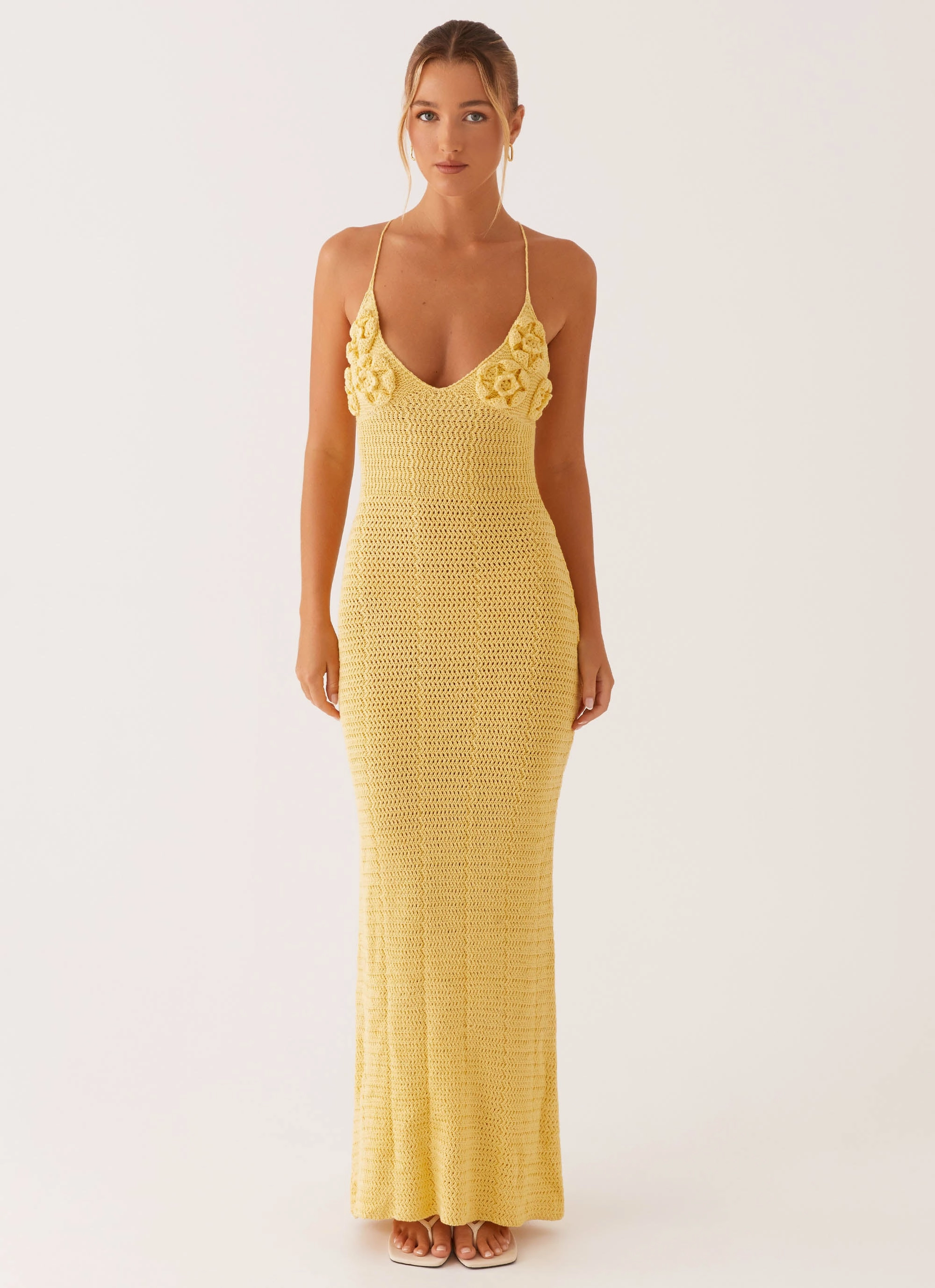 Zara Rose Crochet Maxi Dress - Yellow Smart and Stylish