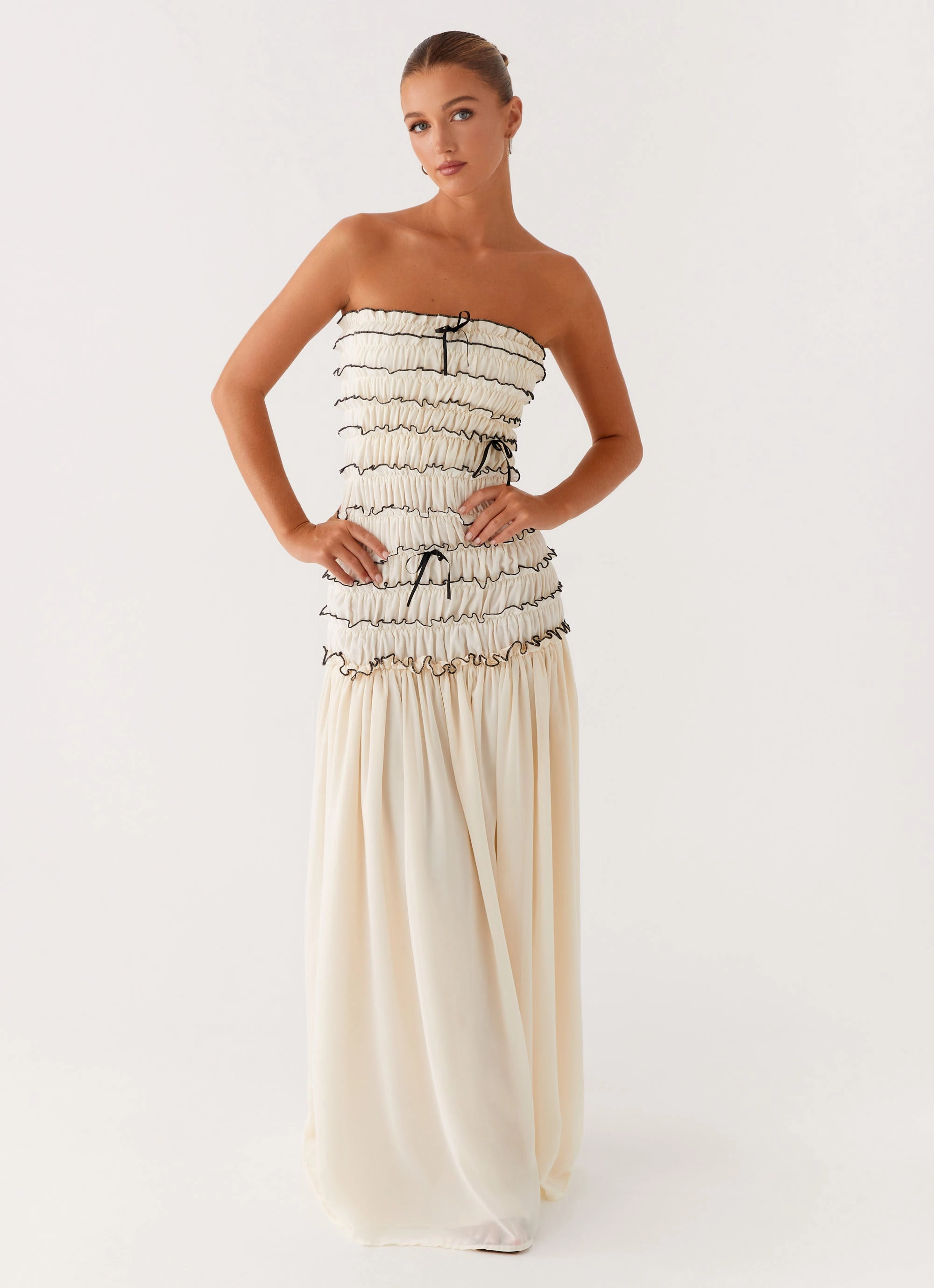 Breathable Comfort Wear Soft Hue Zariah Maxi Dress - Ivory