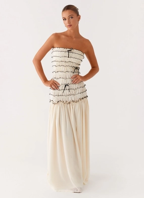 Zariah Maxi Dress - Ivory Bohemian-Style Street Ease