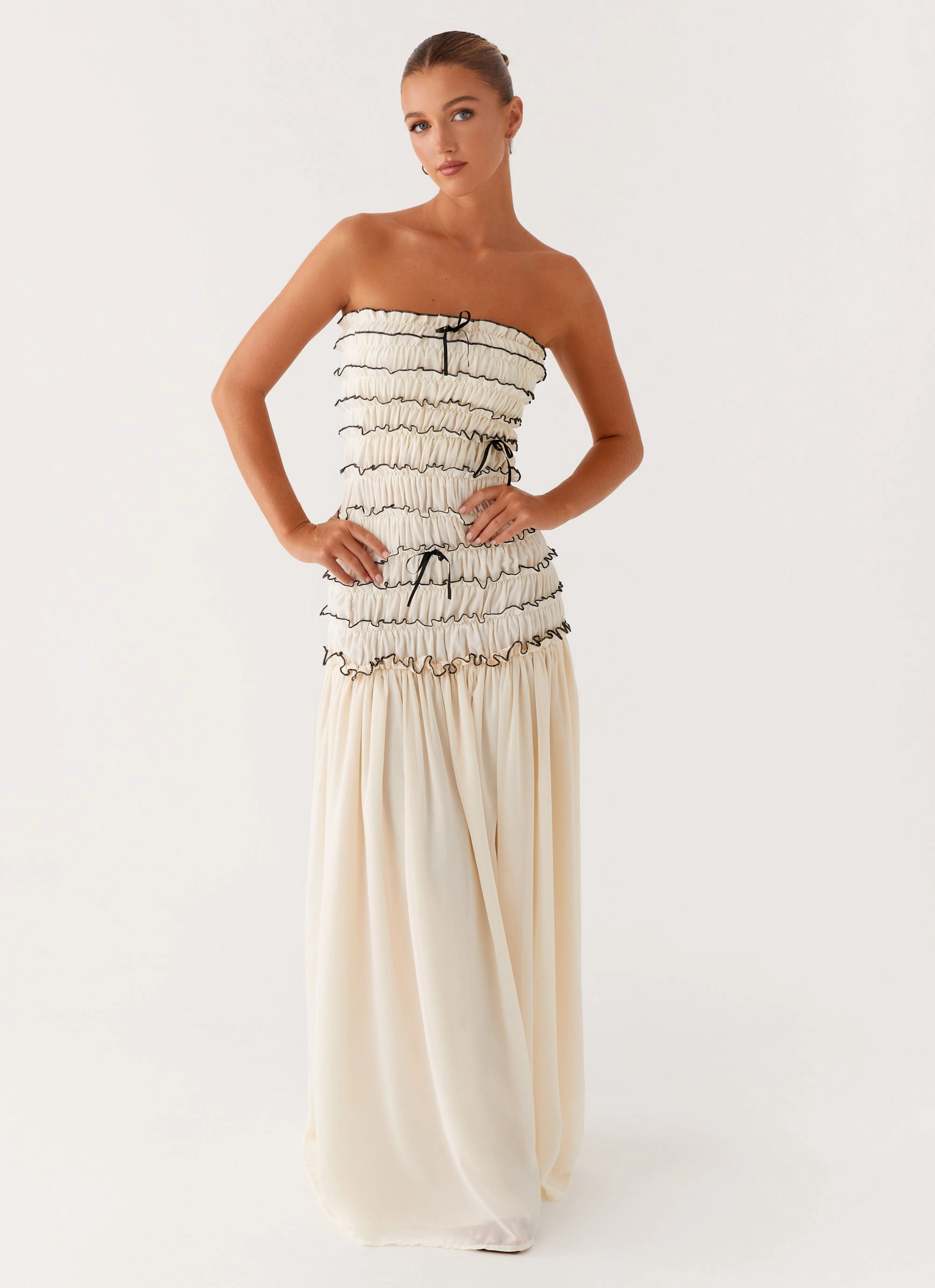 Zariah Maxi Dress - Ivory Bohemian-Style Street Ease