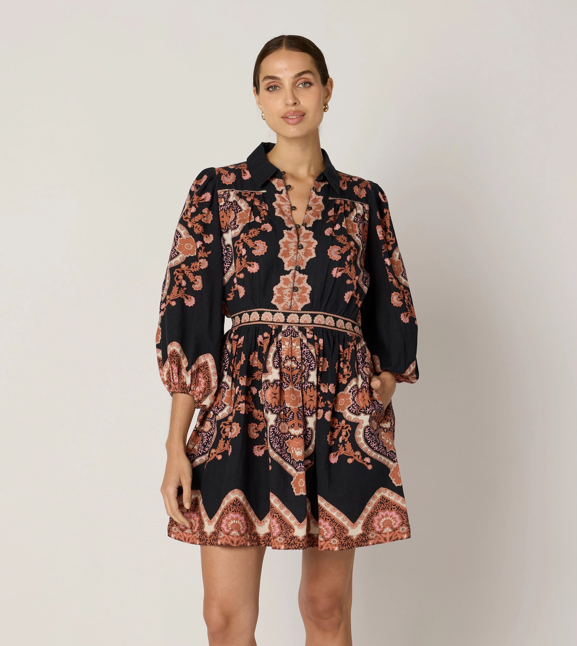 Leigh Mini Dress | Dark Lagos Flexible Shoulder Gusset Fashion Blouse
